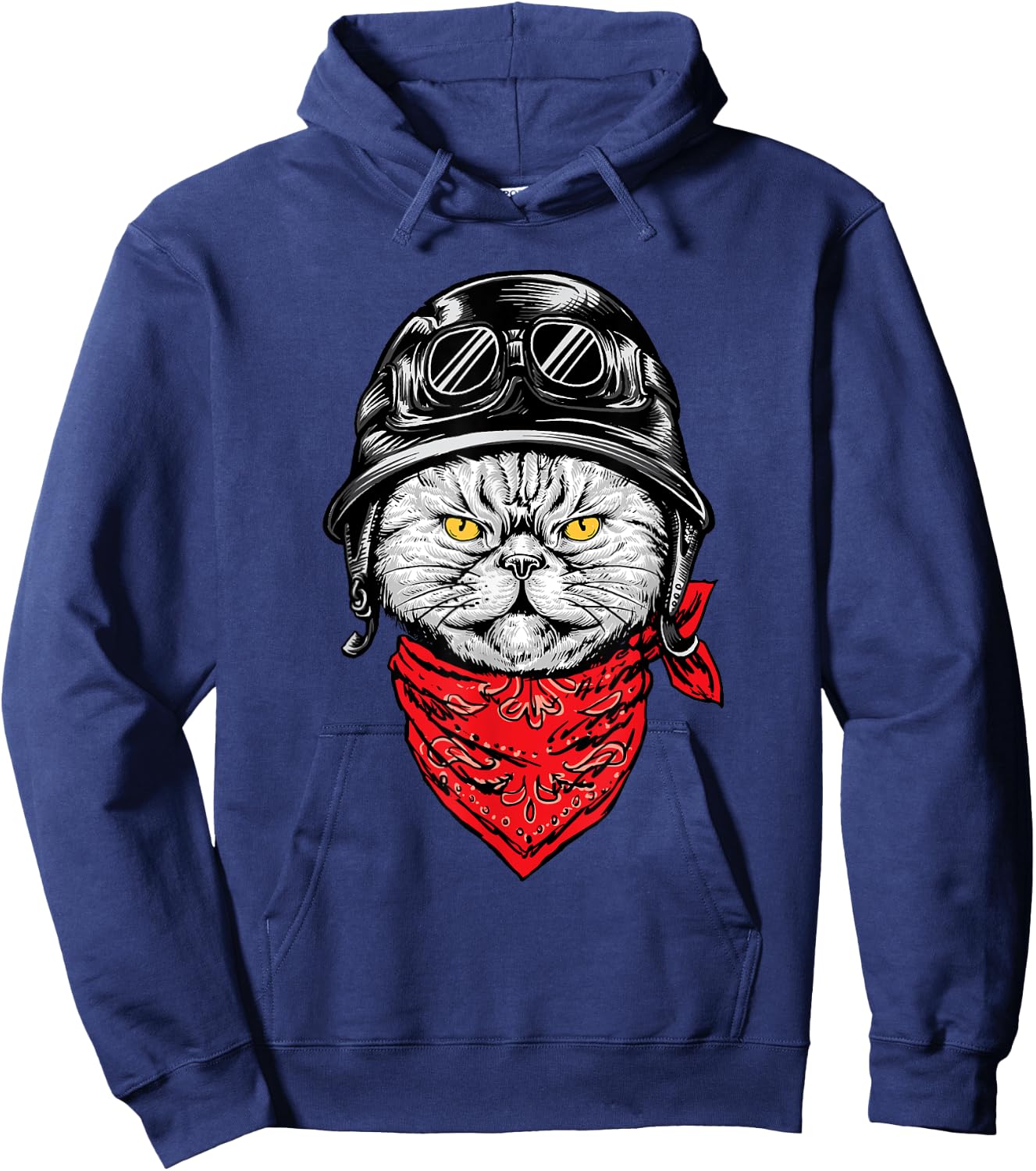 Biker Cat - Motorcycle Chopper Biker Motorbike Hoodie - Hoodie | Navy