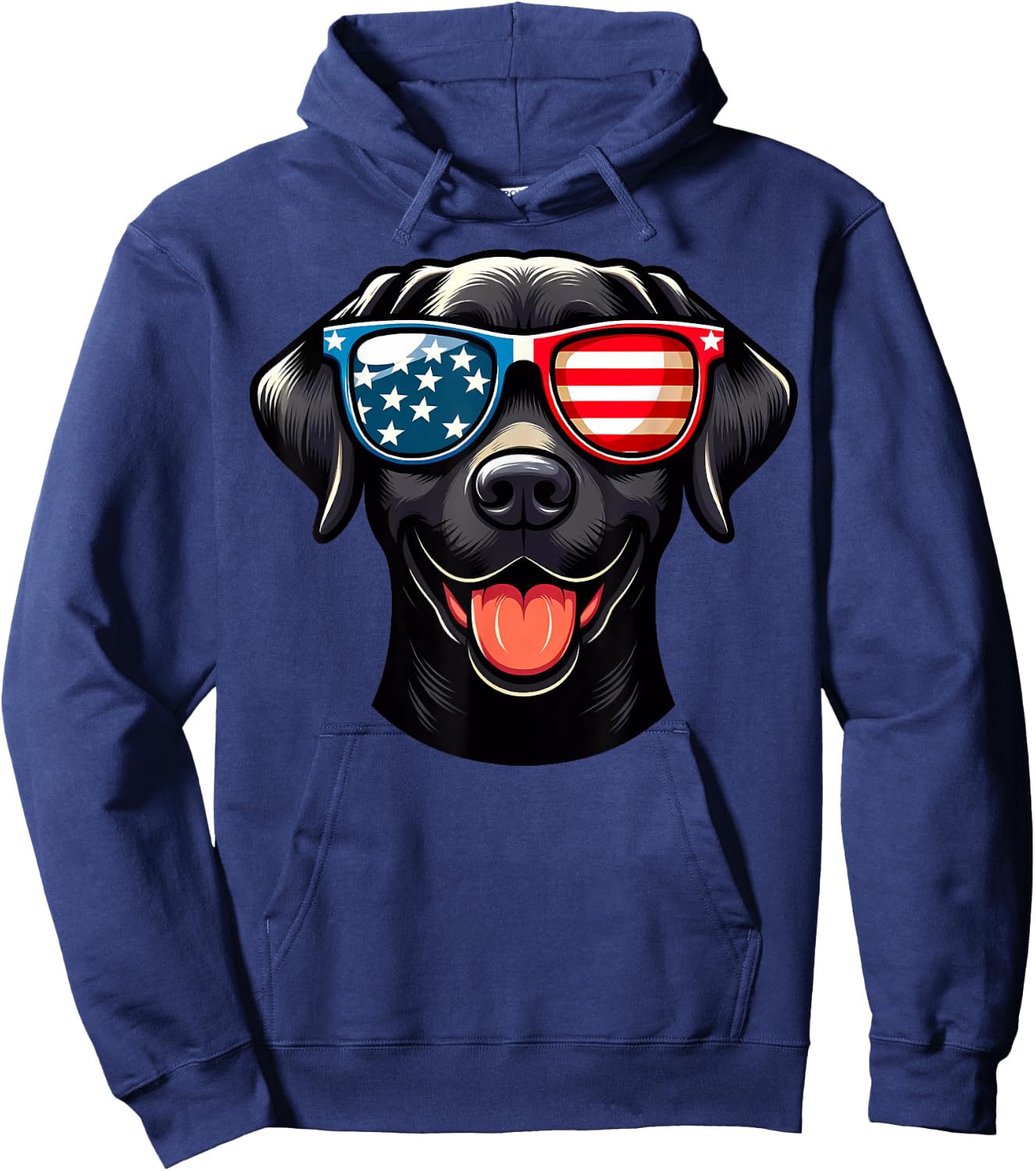 Black Labrador Patriotic American Flag USA Lab Retriever Women Kids Men Hoodie - Hoodie | Navy