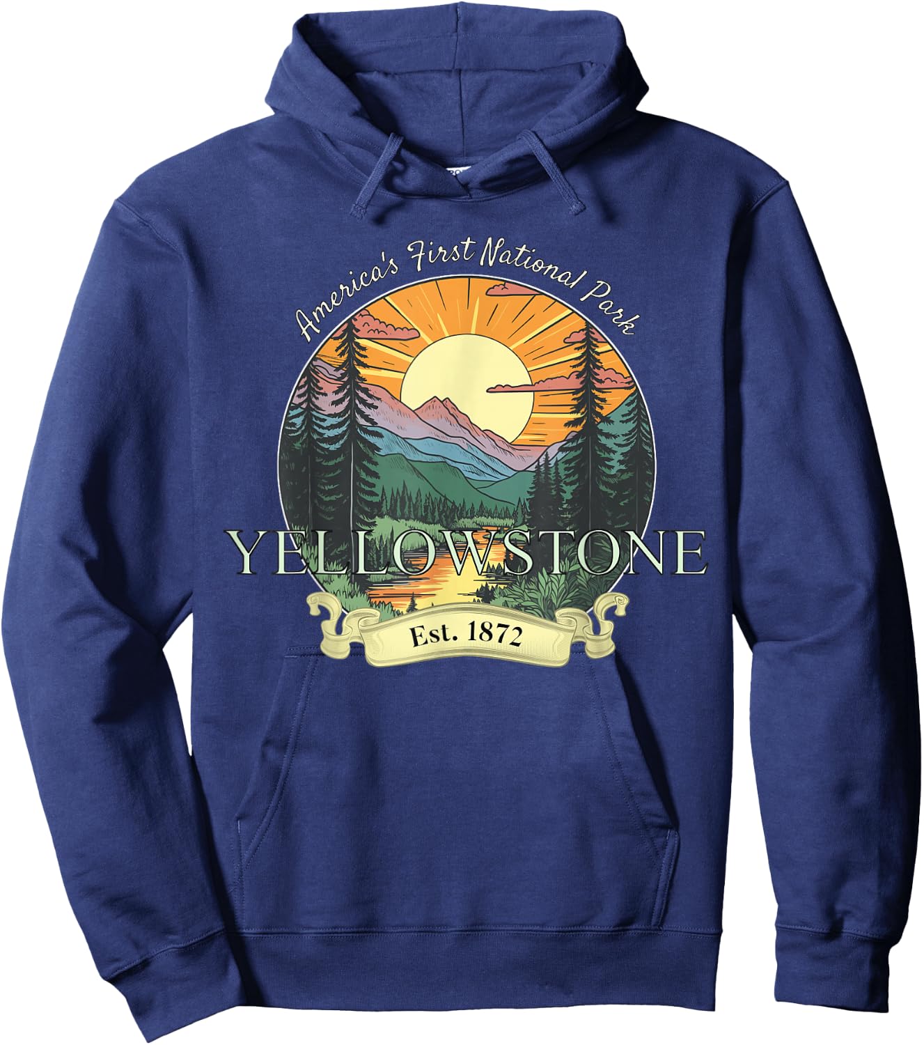 Yellowstone National Park Vacation Men Women Retro Vintage Hoodie - Hoodie | Navy