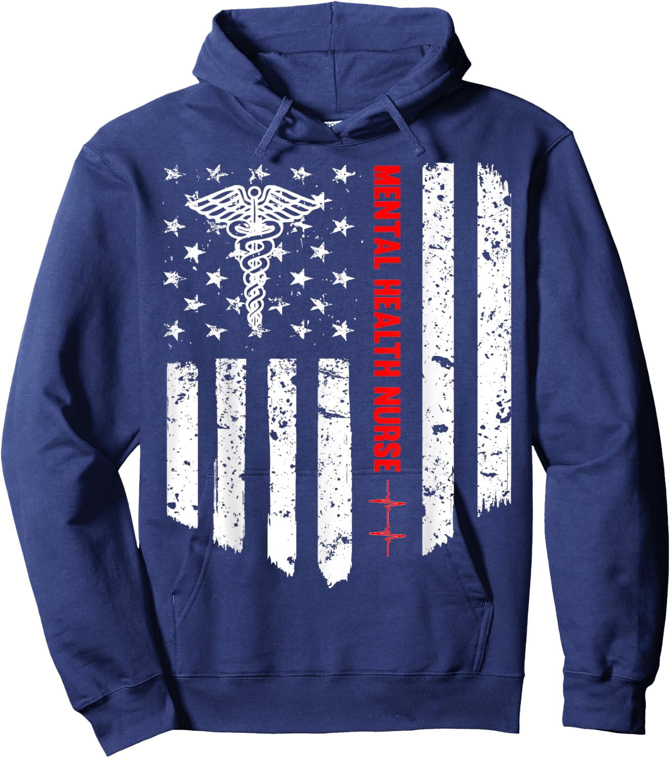 Mental Health Nurse American Flag RN Registered Nurse Gift Hoodie - Hoodie | Navy