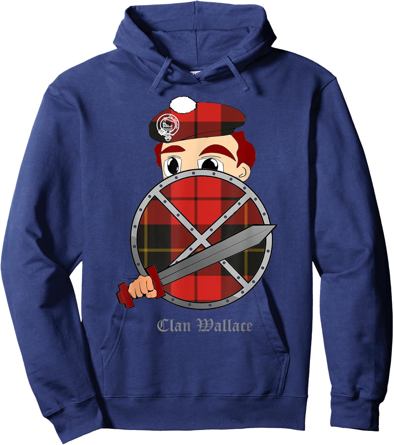 Clan Wallace surname last name Scottish Tartan crest Hoodie - Hoodie | Navy