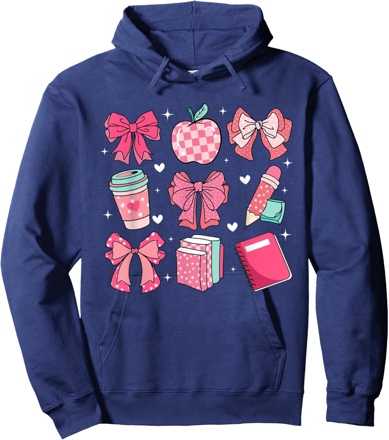 Coquette Bows Teacher Life Back To School Teach Love Inspire Women Girls Kids Hoodie - Hoodie | Navy