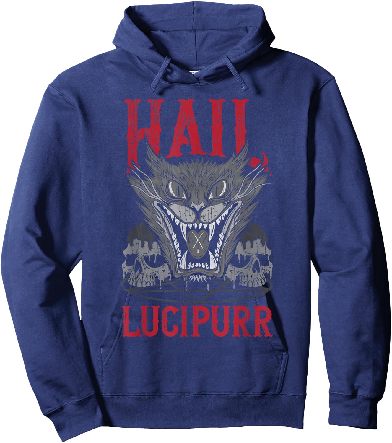 Hail Lucipurr Death Metal Cat Satan Men Women Hoodie - Hoodie | Navy