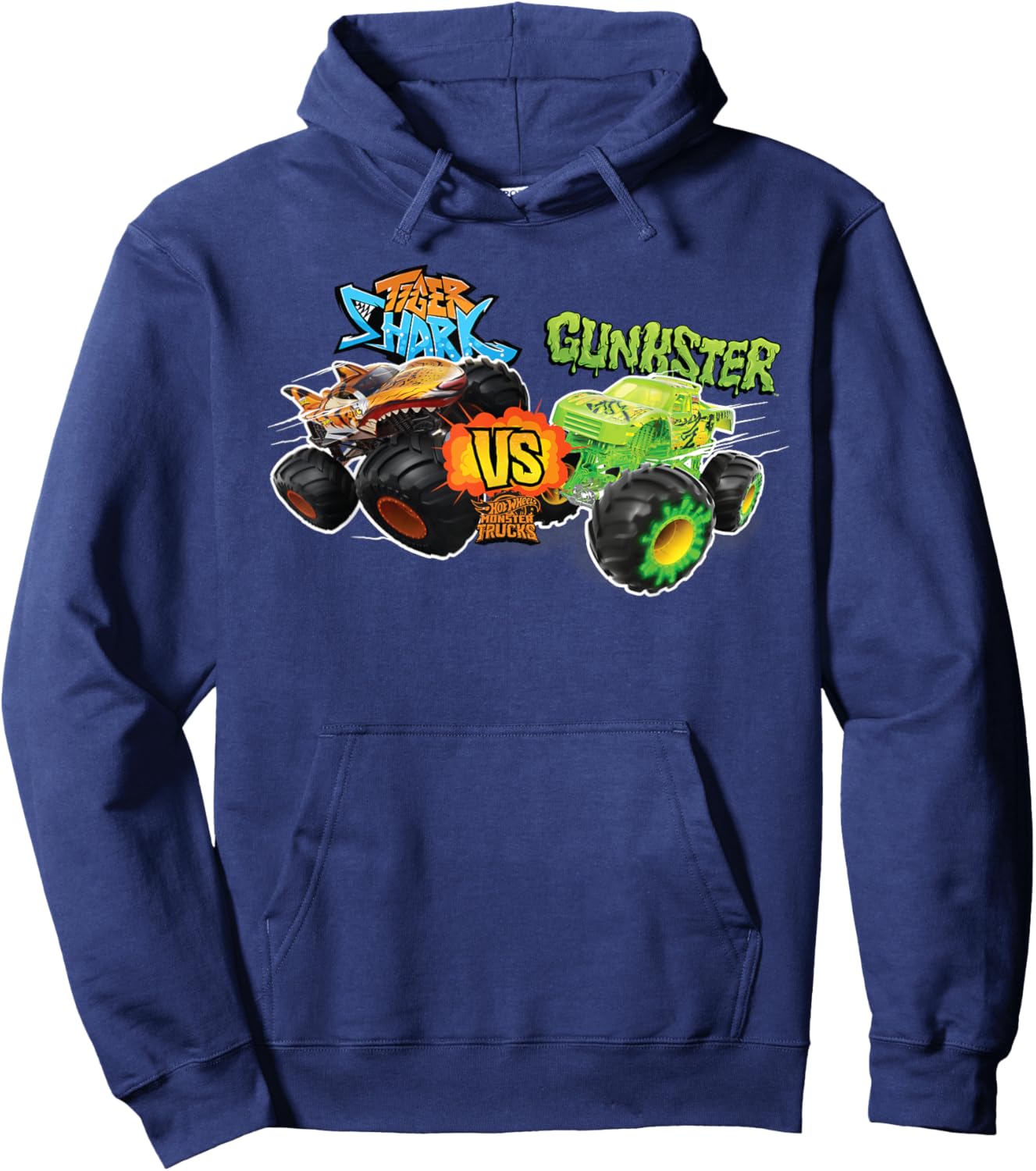 Hot Wheels Monster Trucks - Tiger Shark vs Gunkster Hoodie - Hoodie | Navy