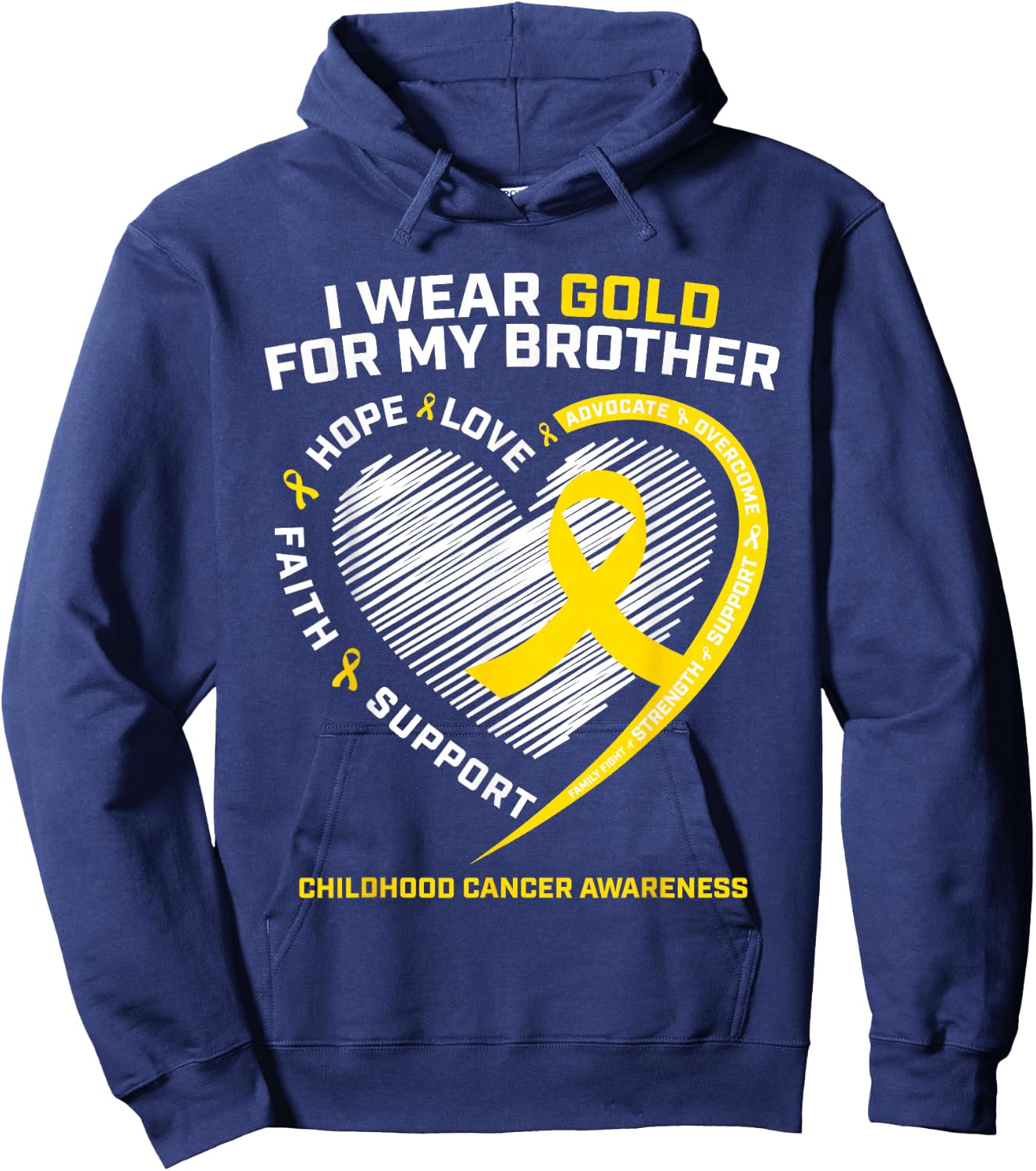 Kids I Wear Gold For My Brother Childhood Cancer Awareness Hoodie - Hoodie | Navy