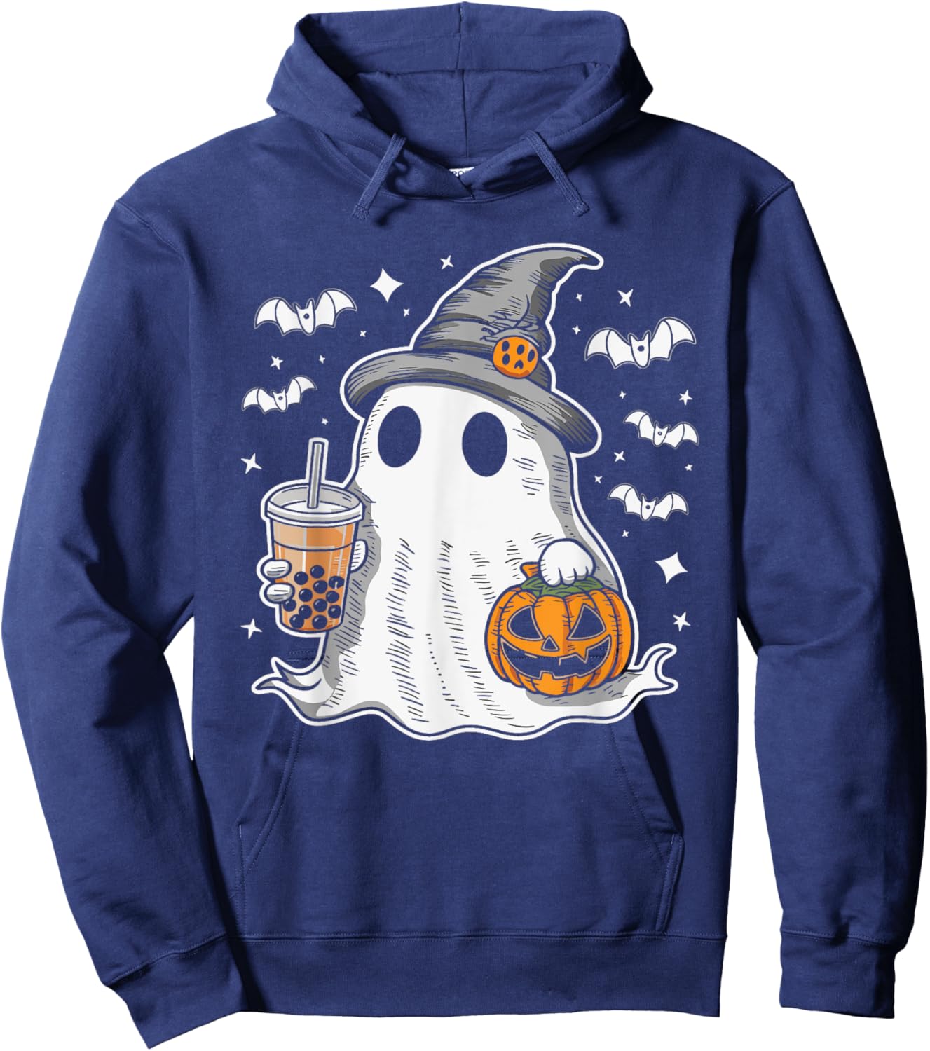 Ghost Milktea Ghost Drinking Bubble Tea Hoodie - Hoodie | Navy