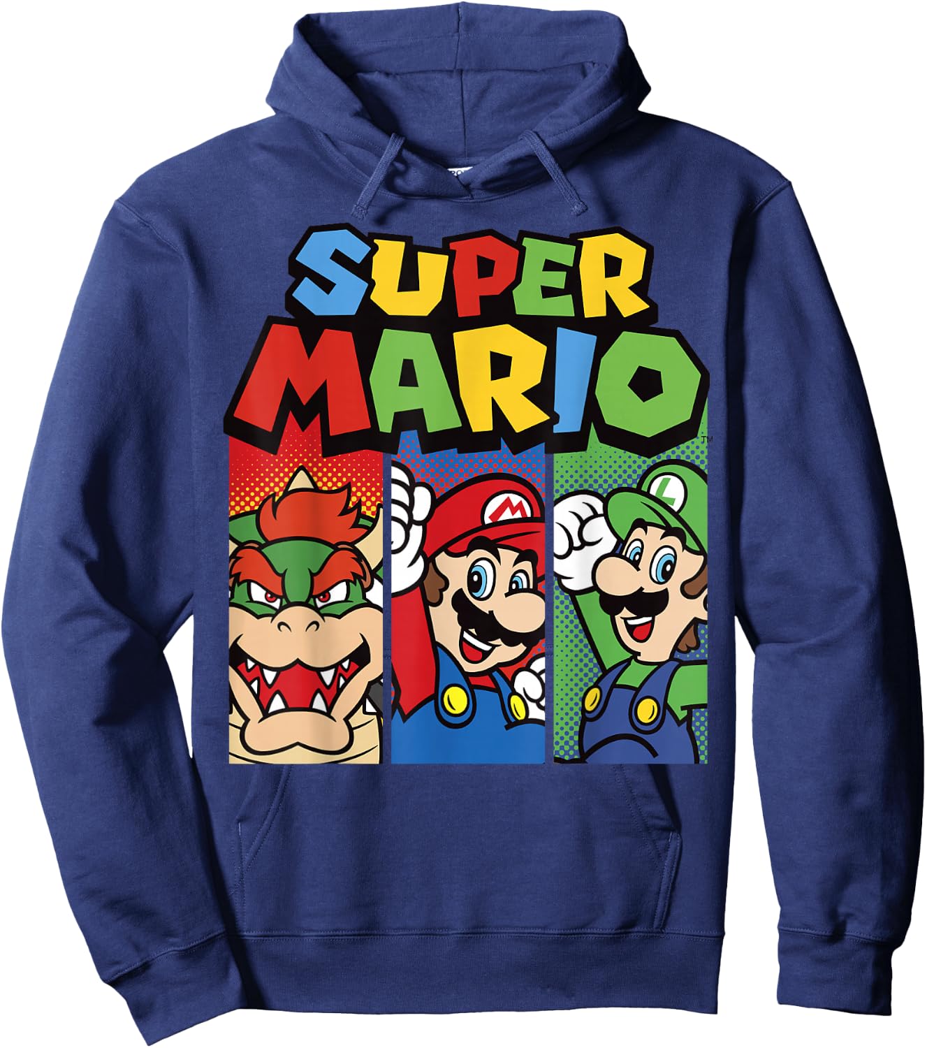 Super Mario Bros Vintage Old School Nintendo Hero Panels Hoodie - Hoodie | Navy