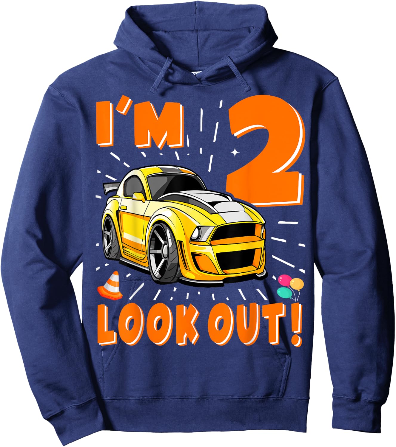 Two 2nd Birthday Boy Race Car 2 Years Old Car Racing Hoodie - Hoodie | Navy