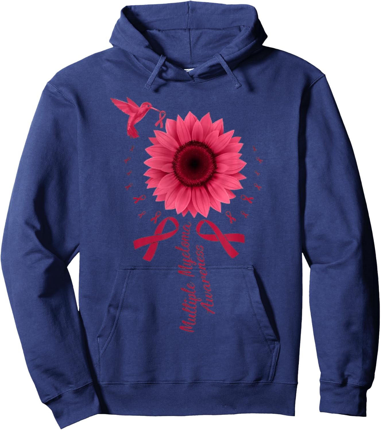 Sunflower Ribbon Multiple Myeloma Cancer Awareness Hoodie - Hoodie | Navy