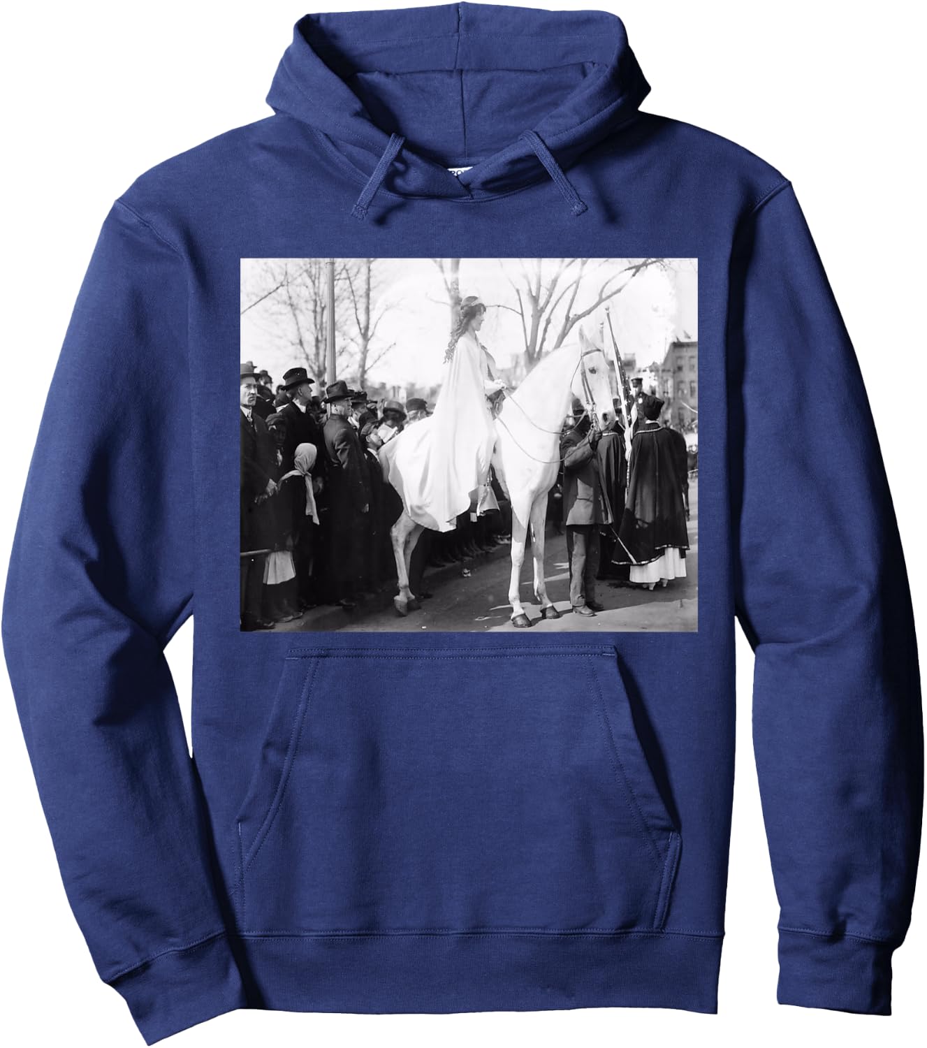Suffragettes Protest On Horseback - Black, -Adults, Small, Short Sleeve, Regular Fit, Cotton, Women's History Hoodie - Hoodie | Navy