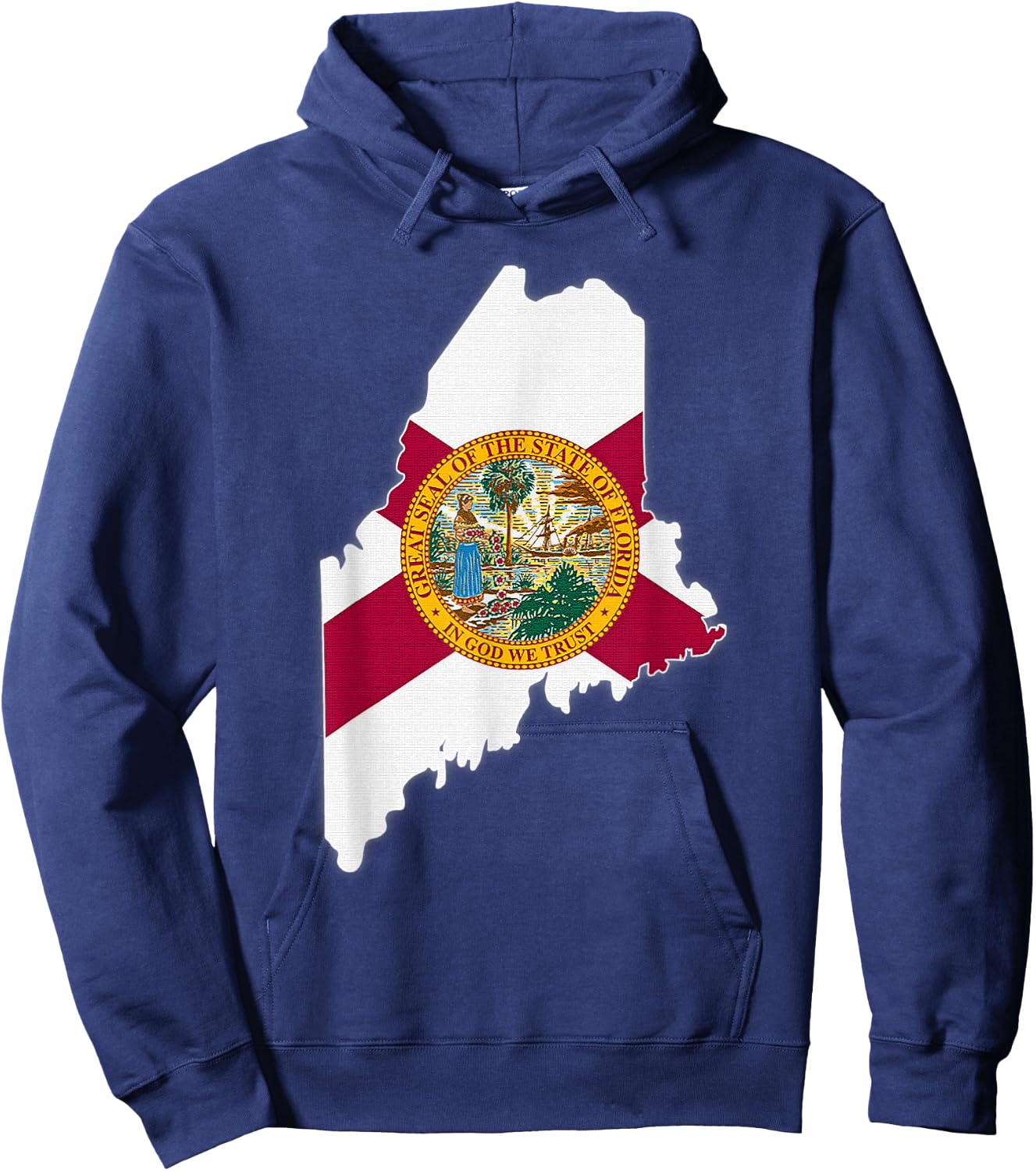 MAINE STATE MAP FLORIDA FL Flag Roots Men Women Gift Hoodie - Hoodie | Navy