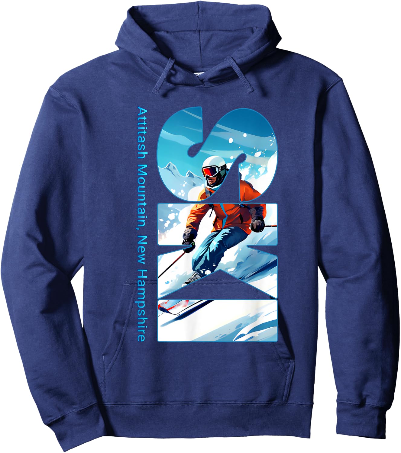 Attitash Mountain Cool Skiing Vacation Ski Outdoor Skier Hoodie - Hoodie | Navy
