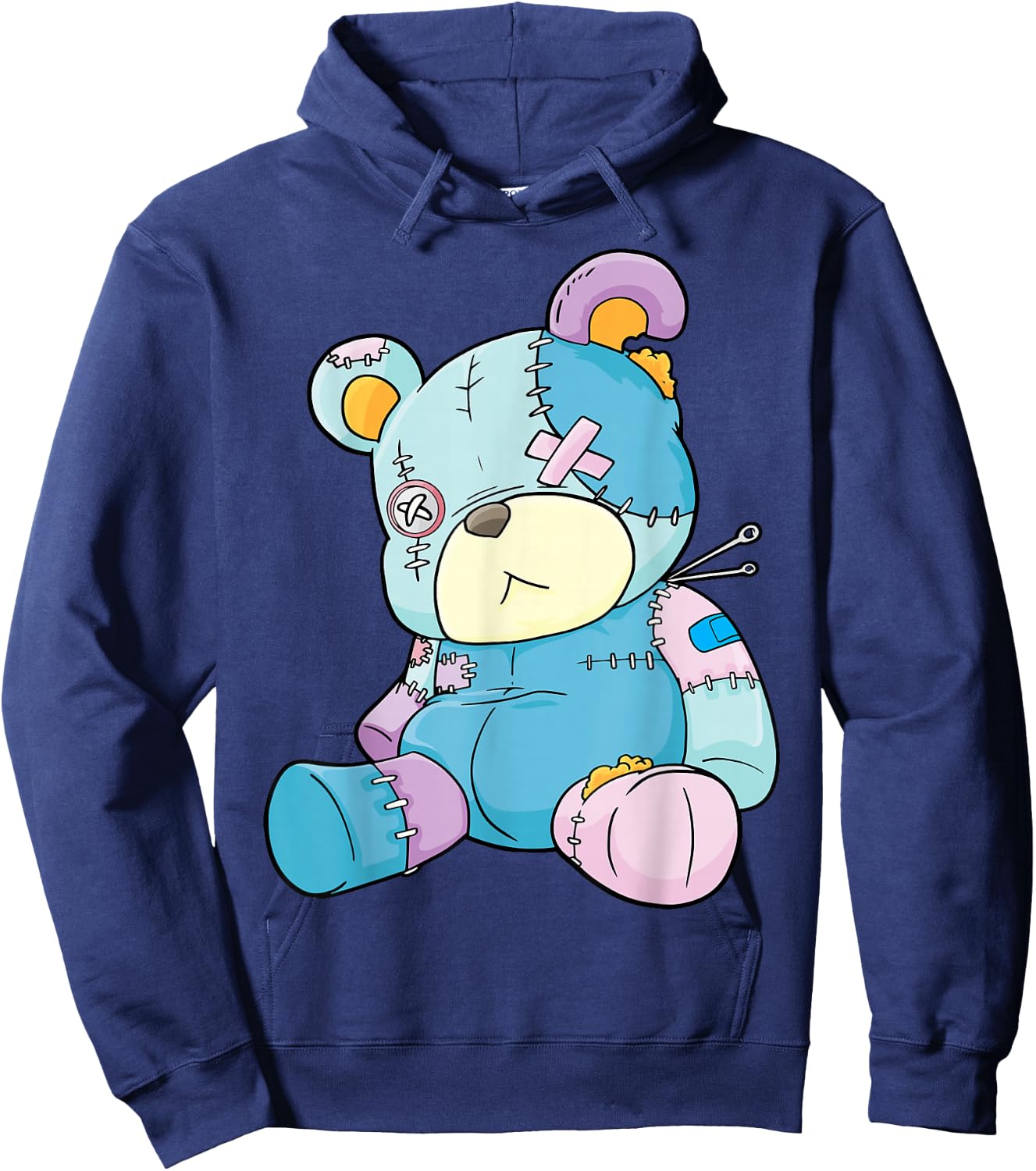 Pastel Gothic Teddy Bear Nu Goth Menhera Kawaii Anime Hoodie - Hoodie | Navy