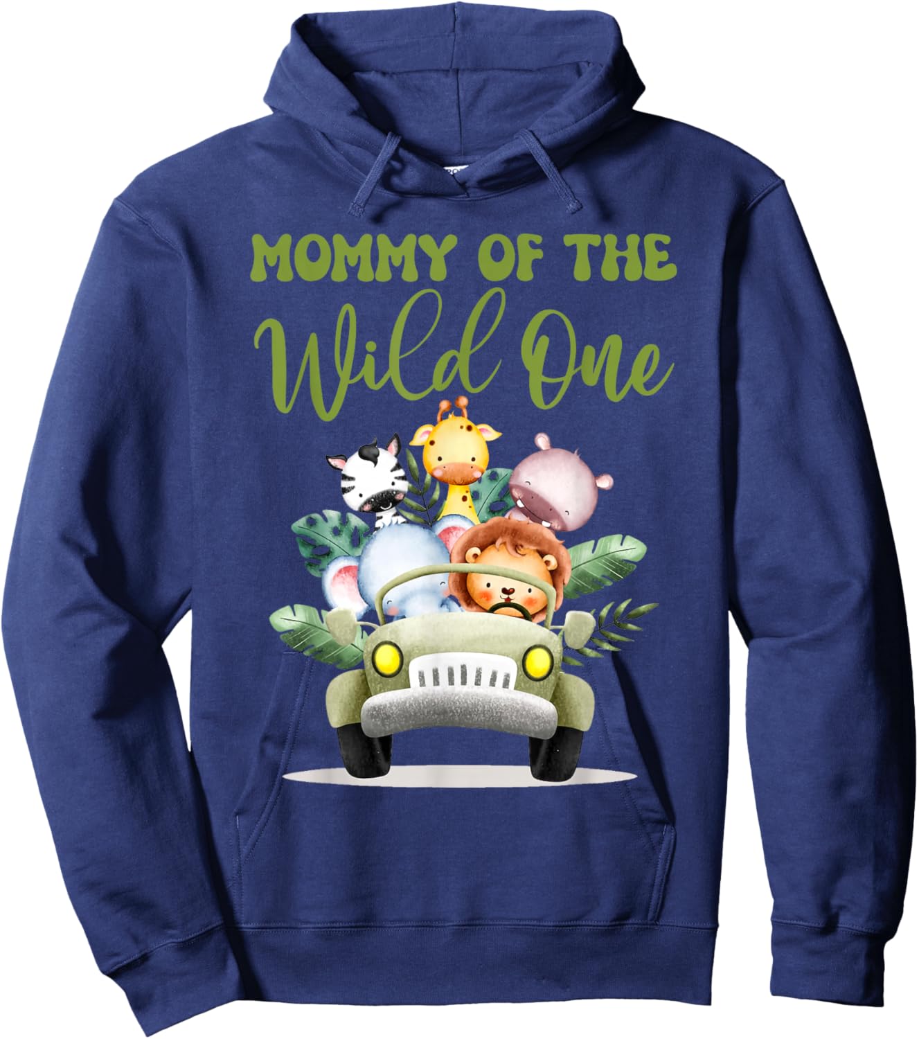 Mommy Of The Wild One 1st Birthday Safari Family Matching Hoodie - Hoodie | Navy