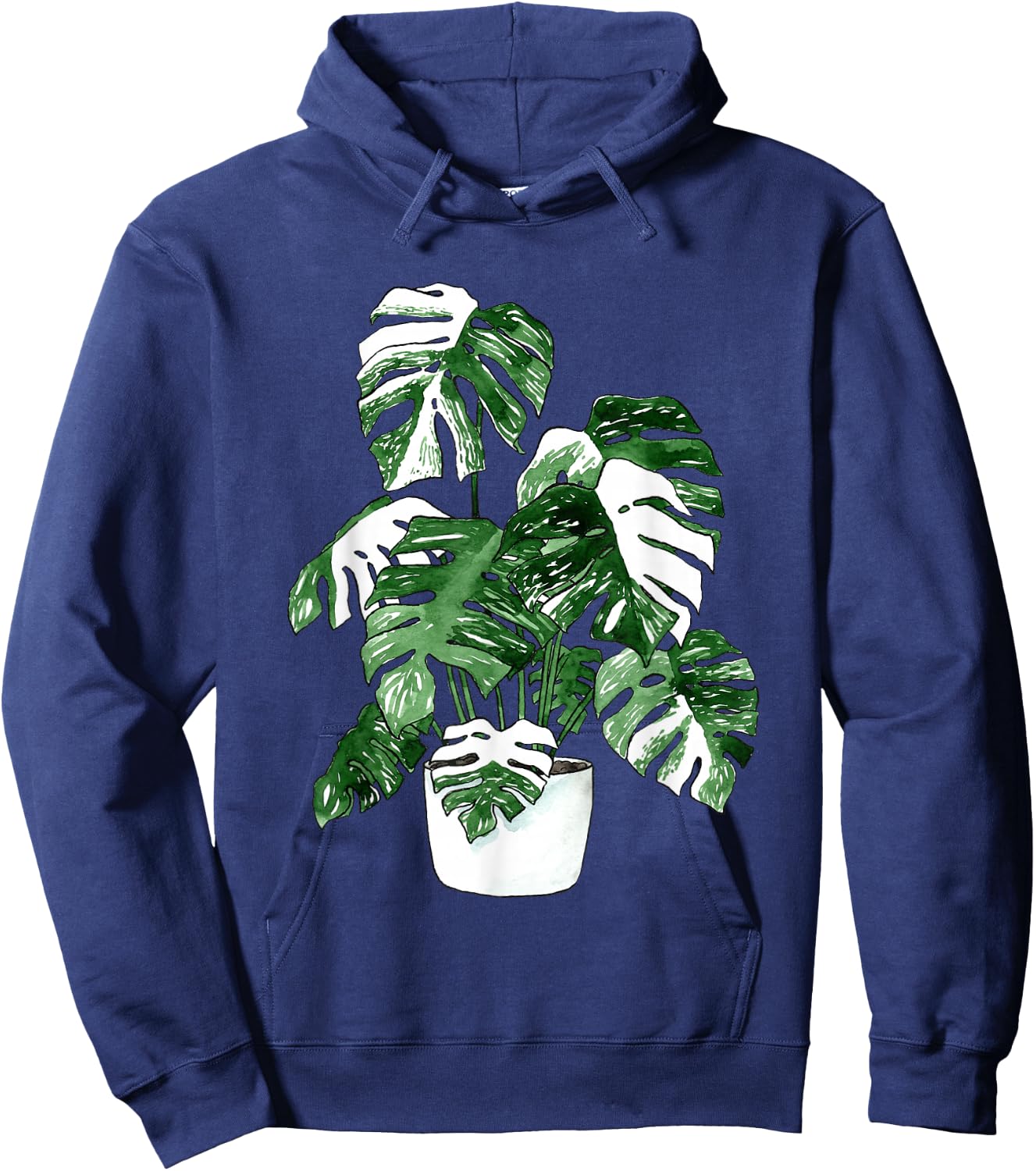 Variegated Monstera Deliciosa Variegata House Plant Ear Hoodie - Hoodie | Navy
