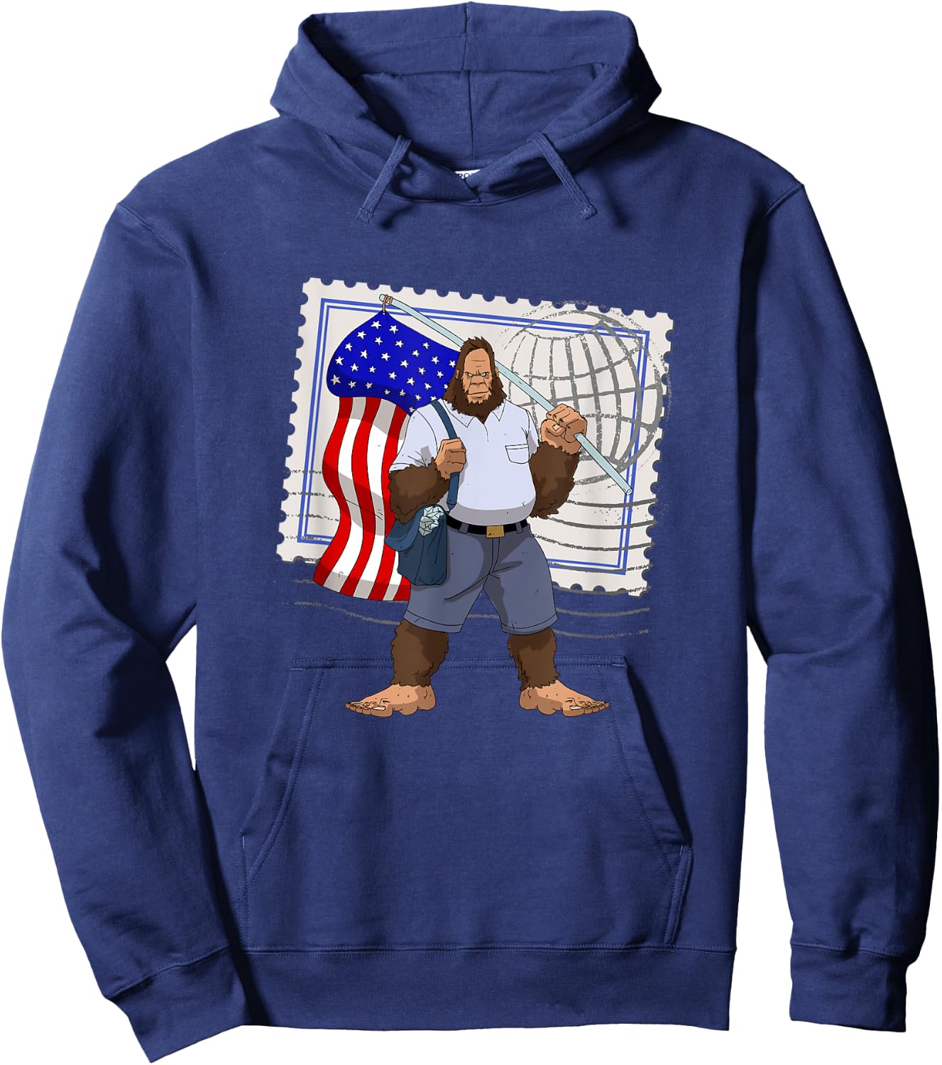 Bigfoot American Flag Protect US Postal Service Hoodie - Hoodie | Navy