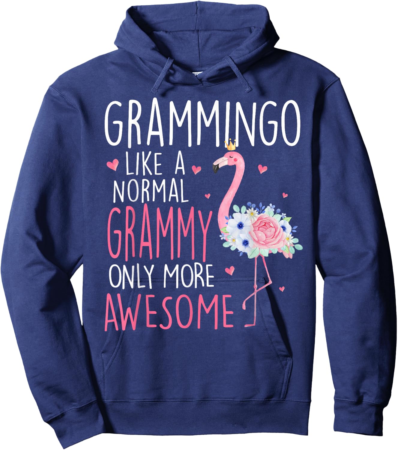 Flamingo Grammingo like a normal Grammy Floral Funny Grandma Hoodie - Hoodie | Navy