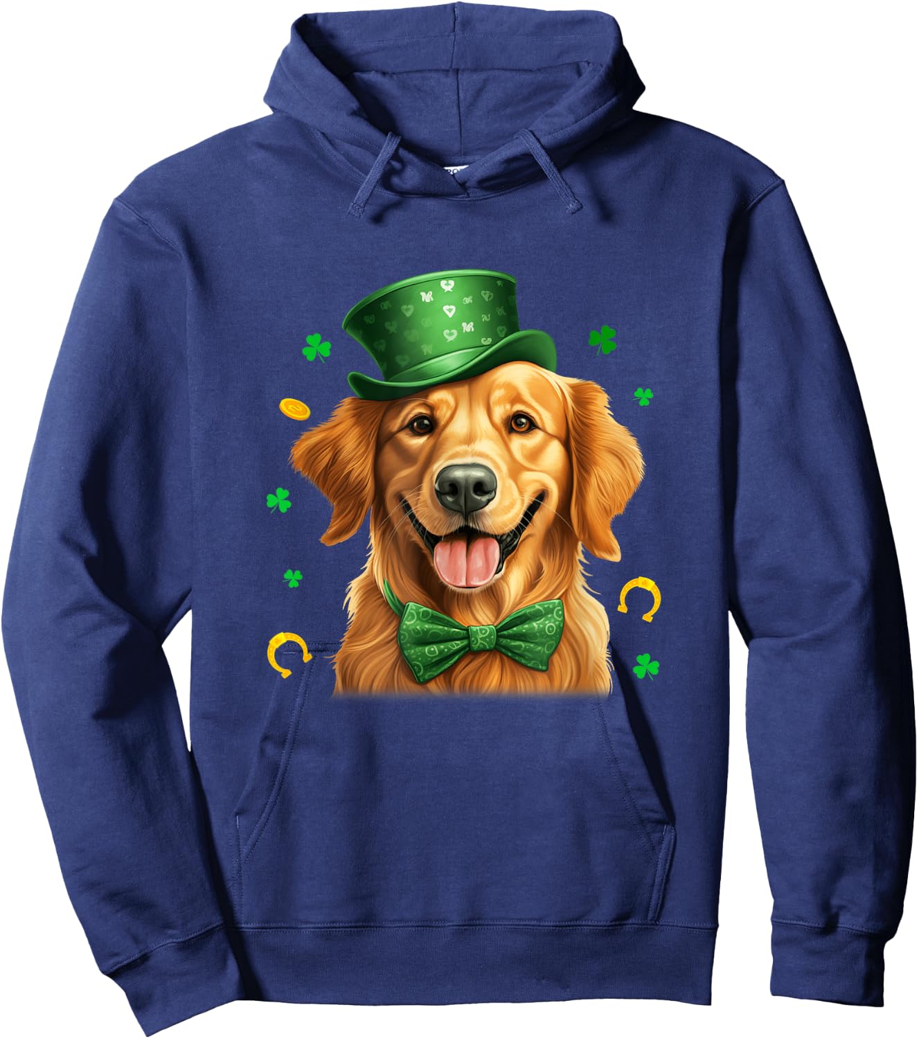 Golden Retriever St Patricks Day Leprechaun Shamrock Irish Hoodie - Hoodie | Navy
