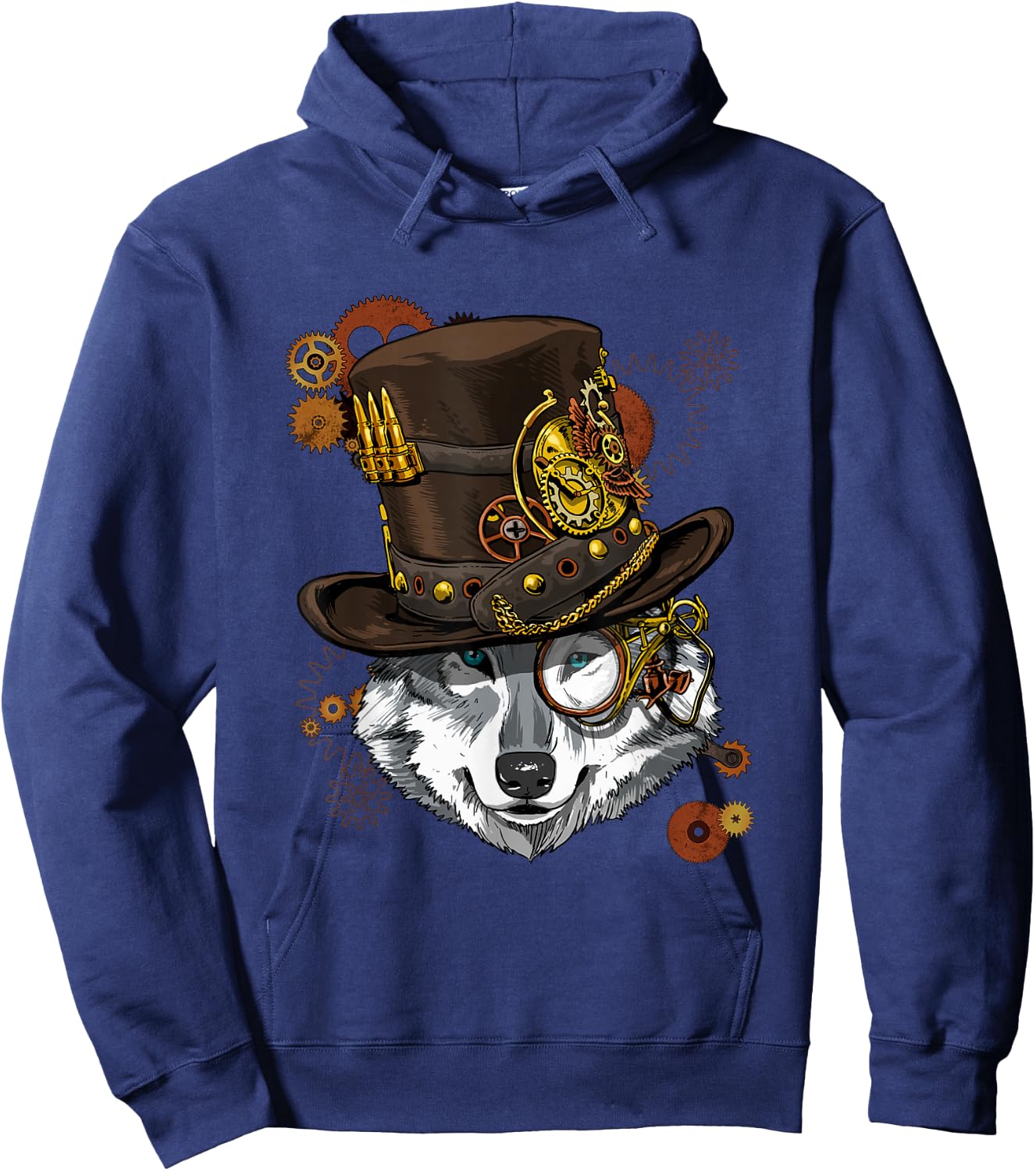 Wowsome! Steampunk Wolf Lovers - Black, -Adults, Short Sleeve, XS, US, Regular, Small Hoodie - Hoodie | Navy