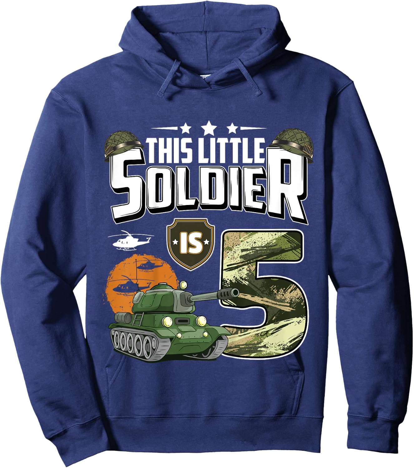 Kids 5 Year Old Soldier 5th Birthday Military Themed Camo boys Hoodie - Hoodie | Navy
