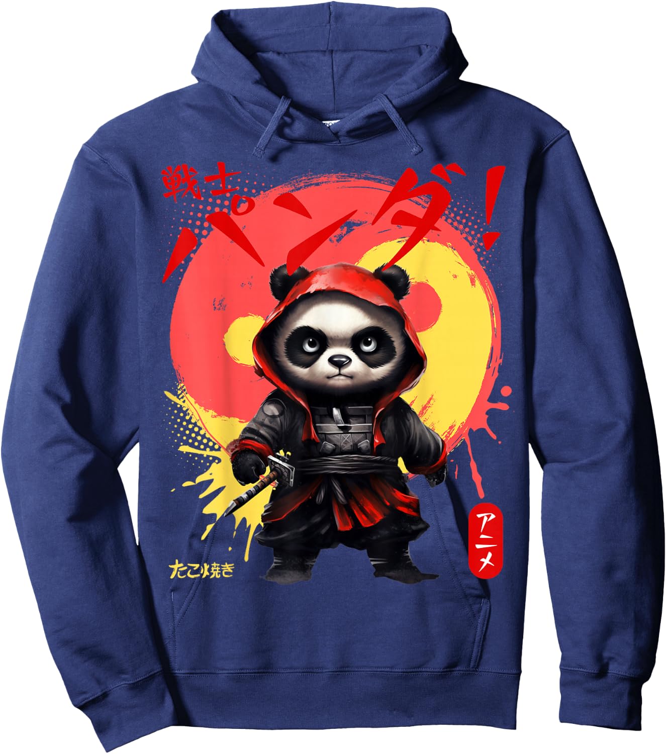 Ninja Style Anime Panda with Yin Yang Urban Manga Men Art Hoodie - Hoodie | Navy