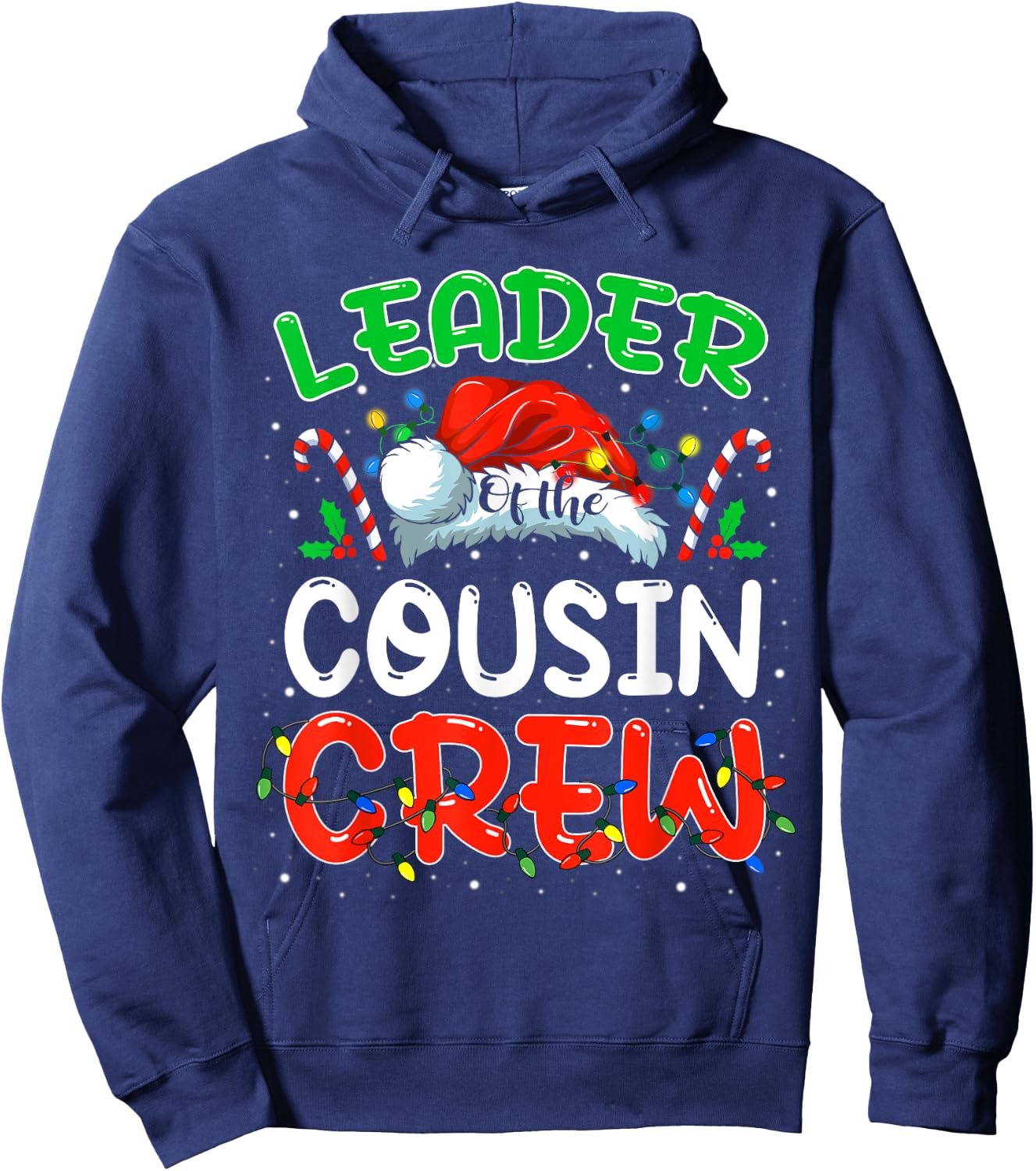 Leader of the Cousin Crew Christmas Family Matching Xmas Hoodie - Hoodie | Navy