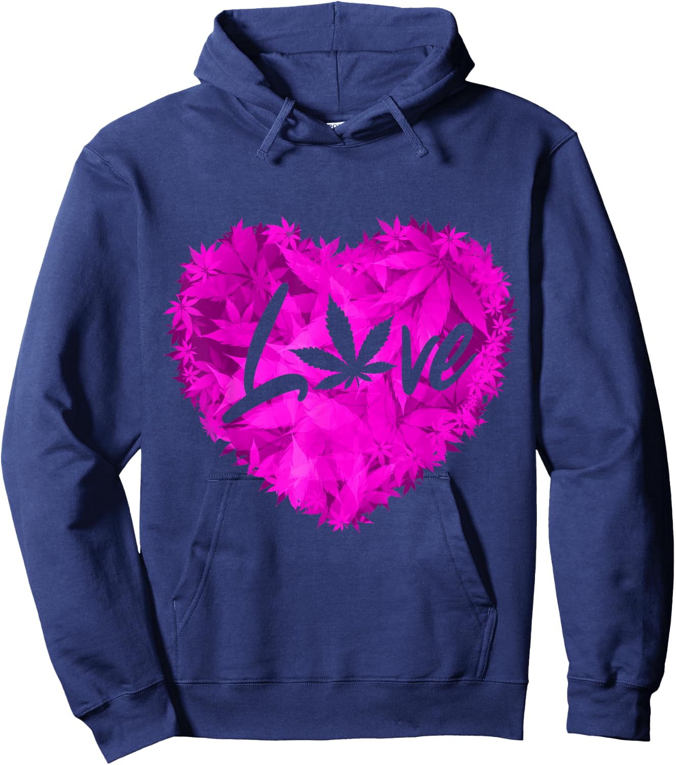 Weed Leaf Heart Weed Lover Funny Marijuana Valentines Day Hoodie - Hoodie | Navy