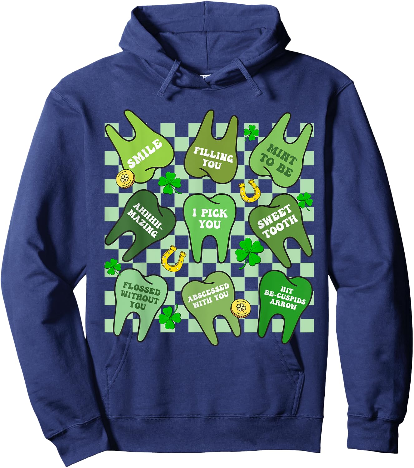 Flossed Teeth St Patricks Day Dentist Dental Squad Assistant Hoodie - Hoodie | Navy