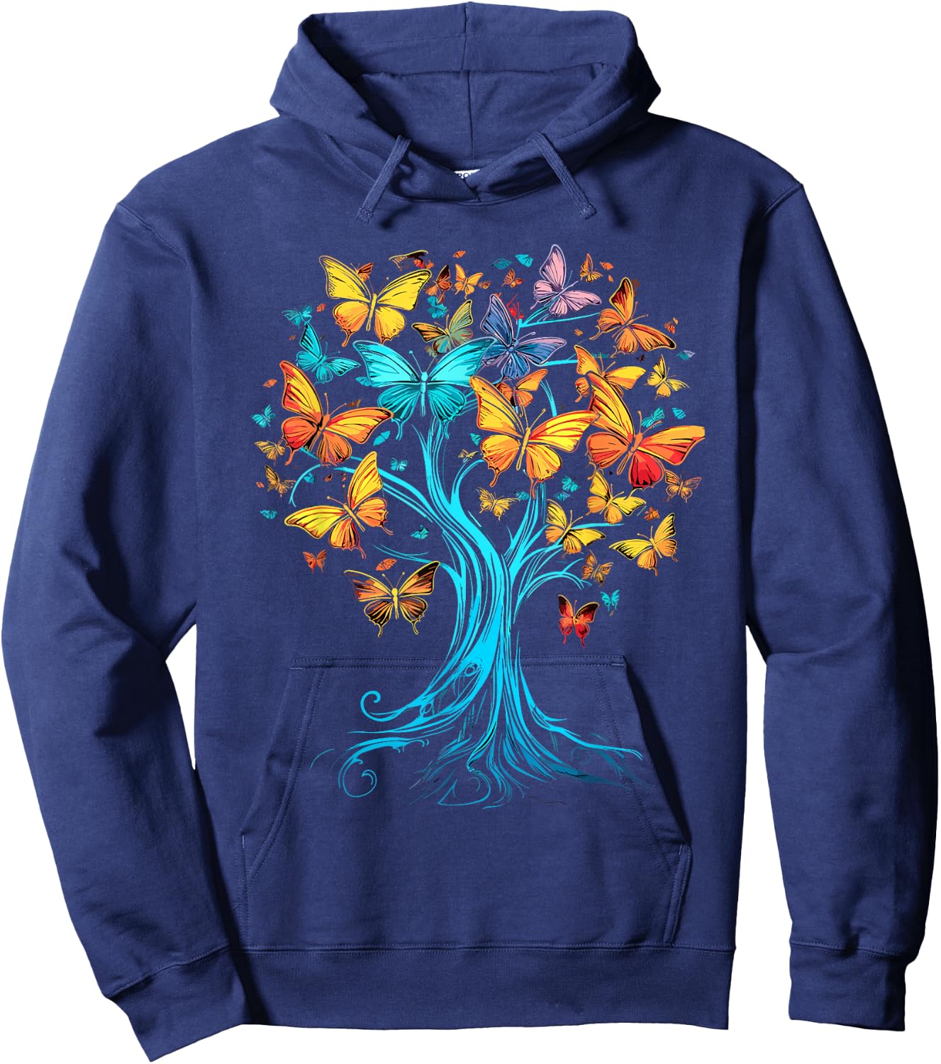 Butterfly Tree Beautiful Butterflies Garden Colorful Hoodie - Hoodie | Navy