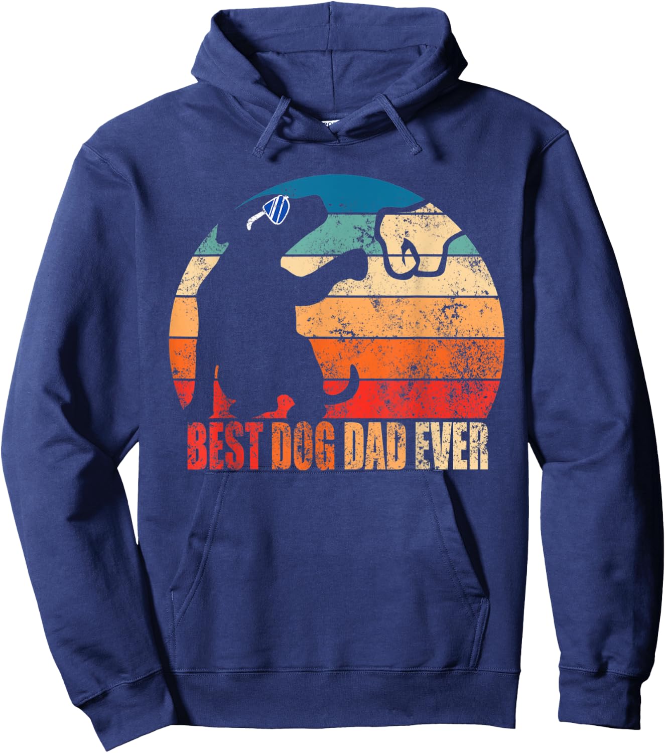 Best Dog Dad Ever Fist Bump Retro Daddy Gift Son Daughter Men Women Kids Hoodie - Hoodie | Navy
