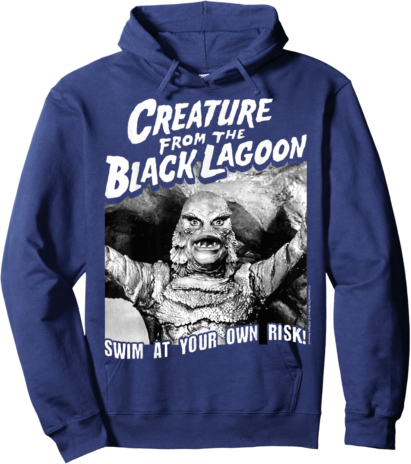 Universal Monsters Black Lagoon Swim At Your Own Risk Hoodie - Hoodie | Navy