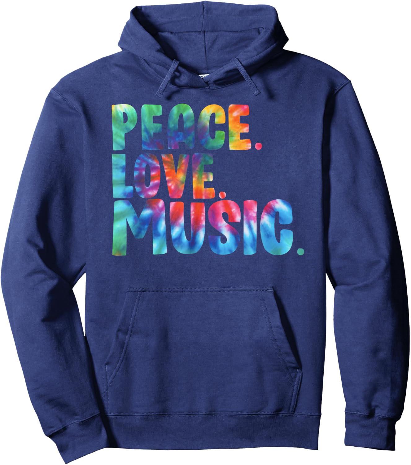 Peace Love Music Tie Dye Hoodie - Hoodie | Navy