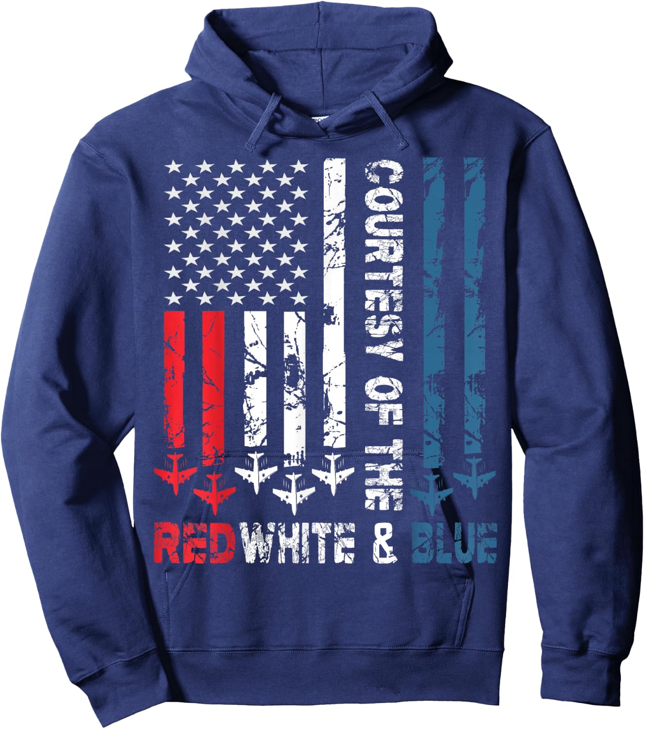Courtesy of The Red White and Blue Vintage America US Flag Hoodie - Hoodie | Navy