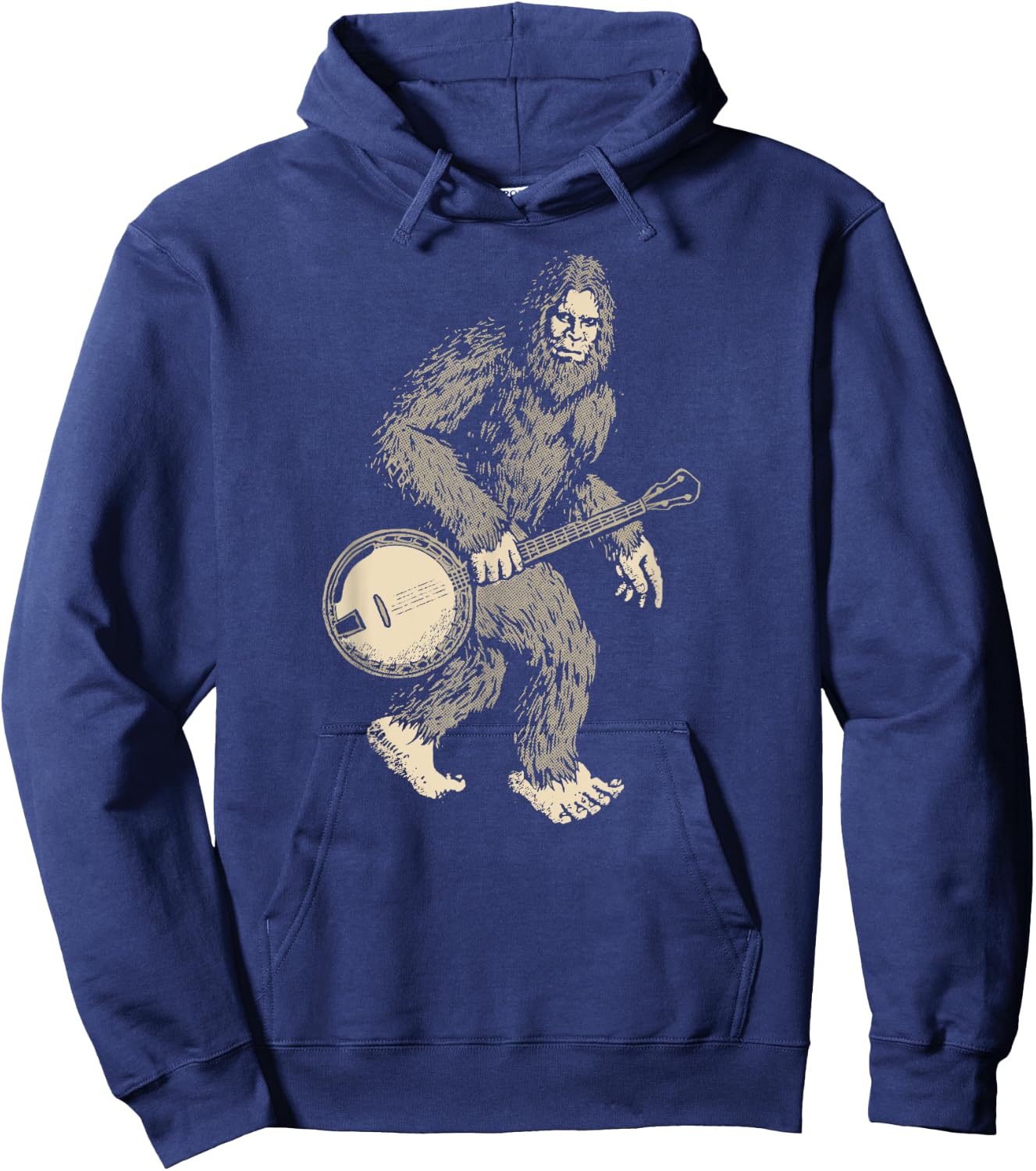 Grassquatch! Vintage Bigfoot & Bluegrass Banjo Music Hoodie - Hoodie | Navy