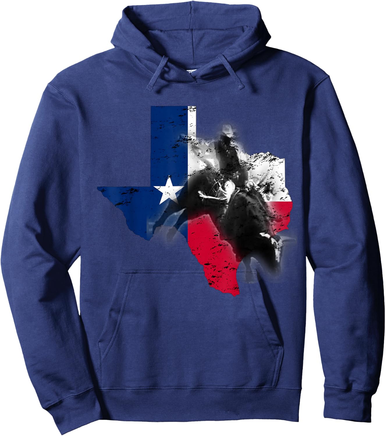 Bull-Riding Texas Ranch Rider Cowboy Texan Lone Star Hoodie - Hoodie | Navy