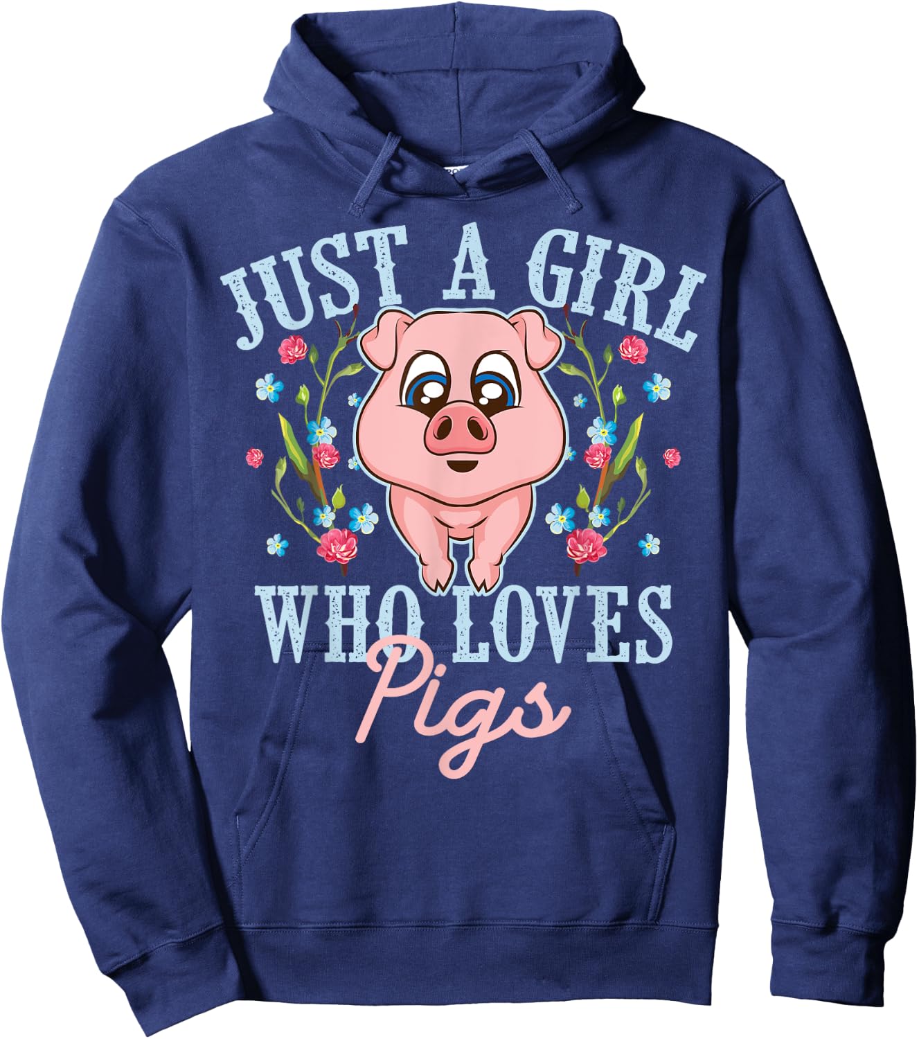 Funny Just A Girl Who Loves Pigs Gift | Cute Mini Piggy Kids Hoodie - Hoodie | Navy