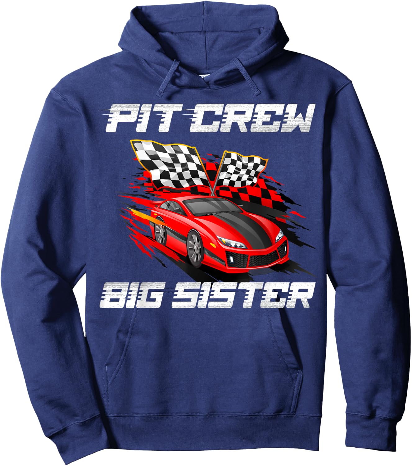 Pit Crew Big Sister Race Car Birthday Racing Car Family Hoodie - Hoodie | Navy
