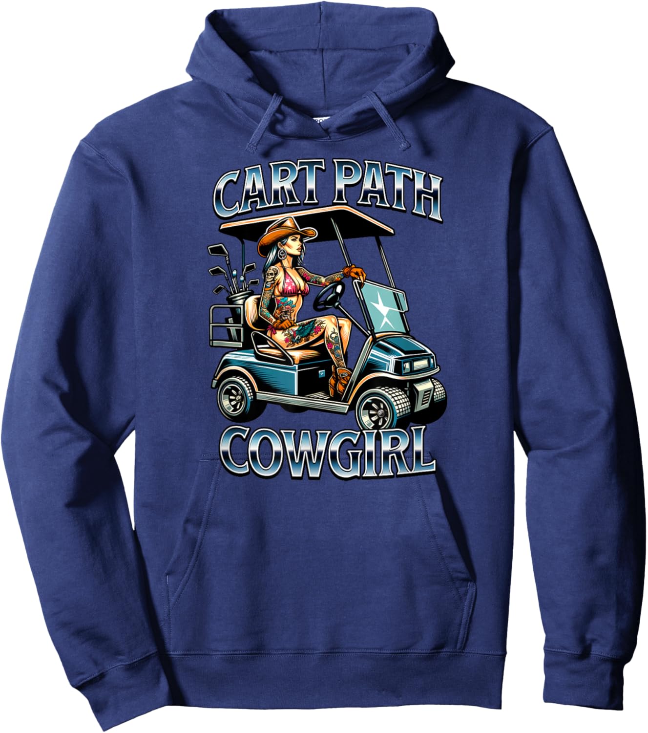 Cart Path Cowgirl - Funny Golfer, Golf Hoodie - Hoodie | Navy