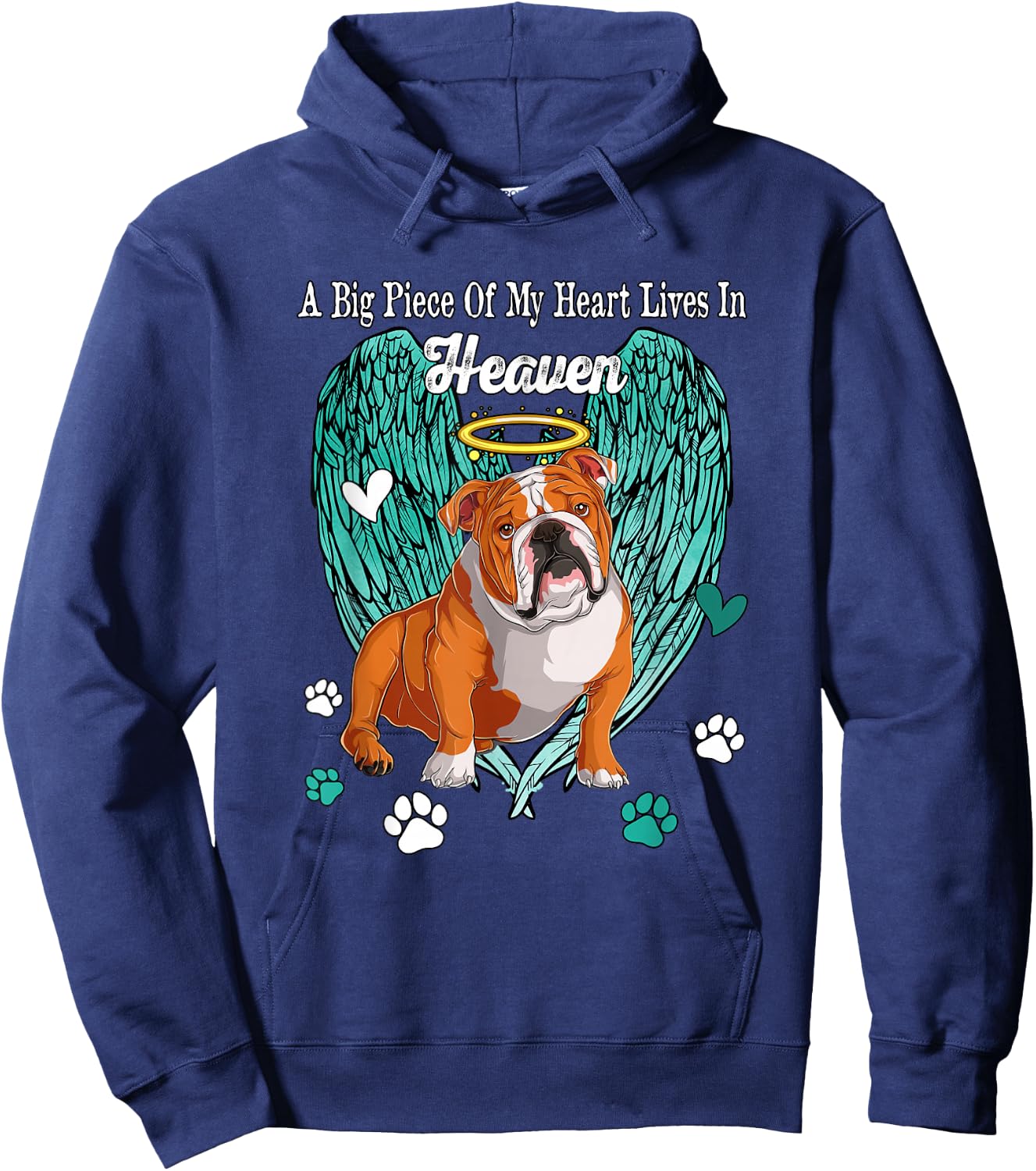 Heart Lives In Heaven Costume English Bulldog Memories Owner Hoodie - Hoodie | Navy