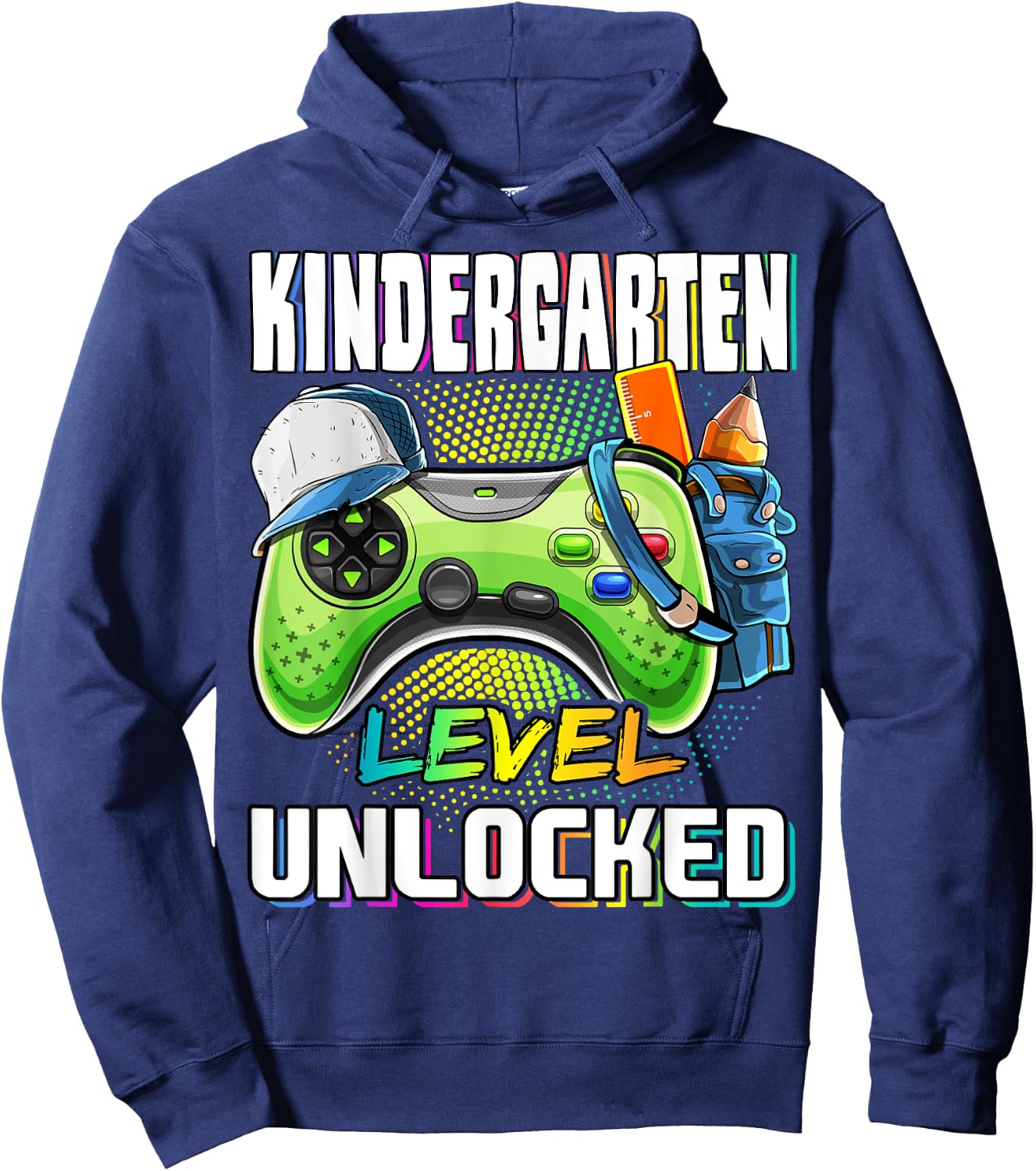Kindergarten Level Unlocked Video Game Back to School Boys Hoodie - Hoodie | Navy
