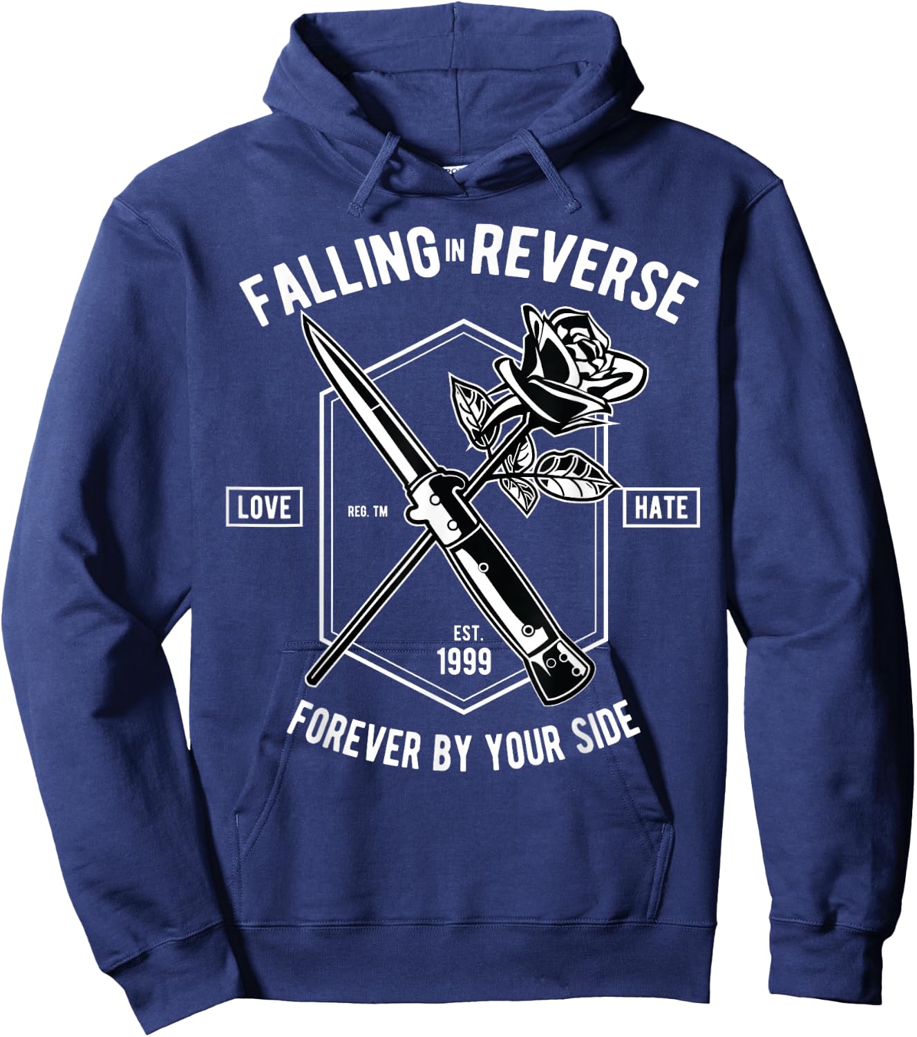 Vintage Falling In Reverse Rose & Knife Inspirational Gift Hoodie - Hoodie | Navy