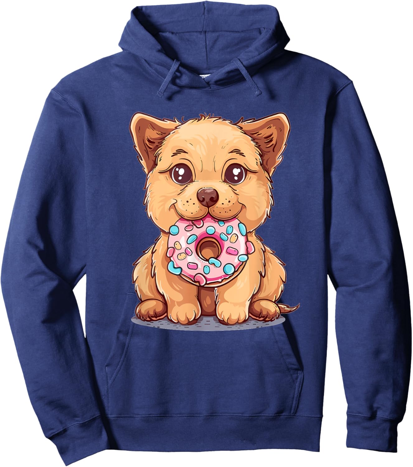 Cute Dog With Donut I Kids Dog Hoodie - Hoodie | Navy