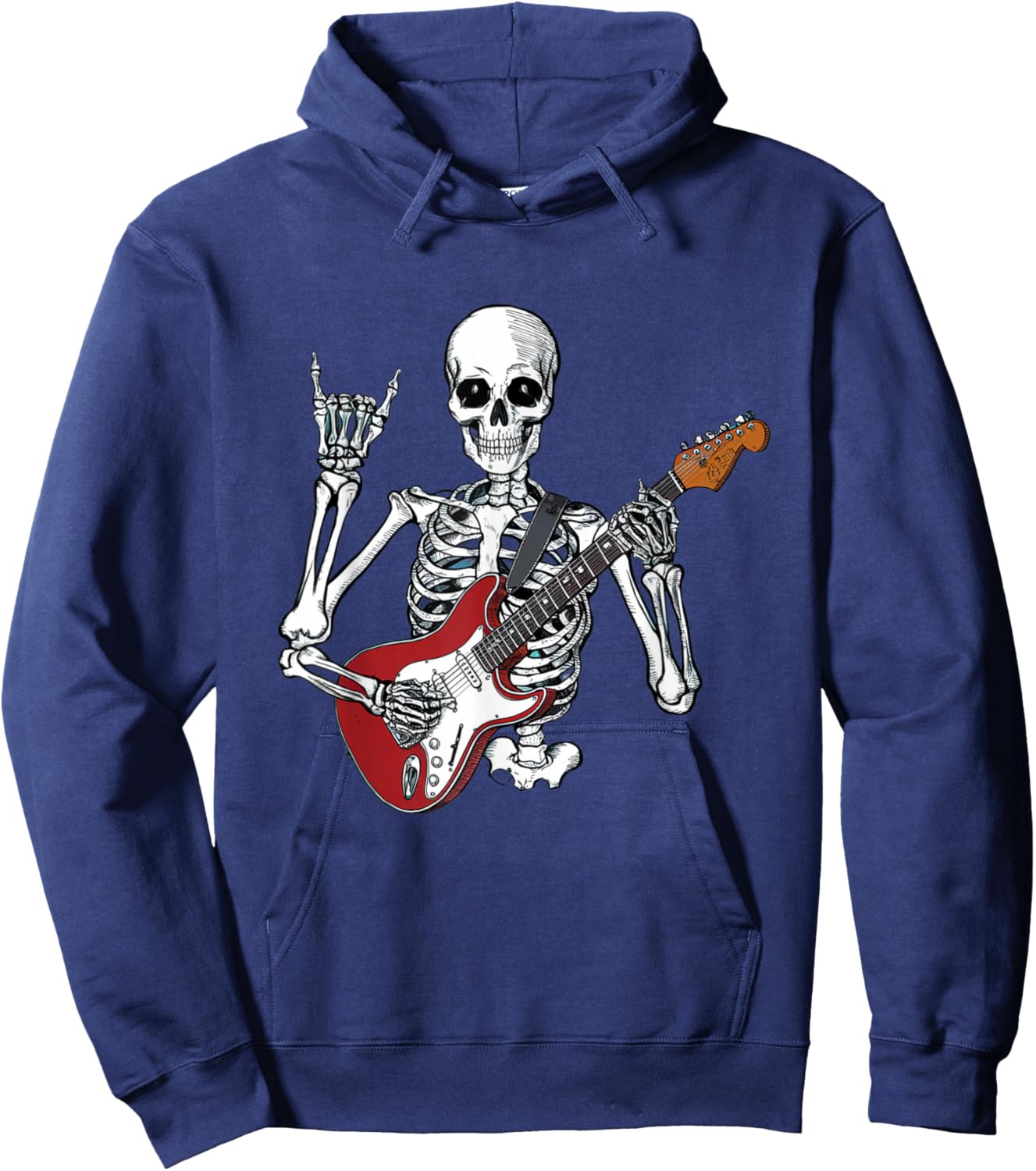 Rock On Skeleton Guitarist Funny Art Design Hoodie - Hoodie | Navy
