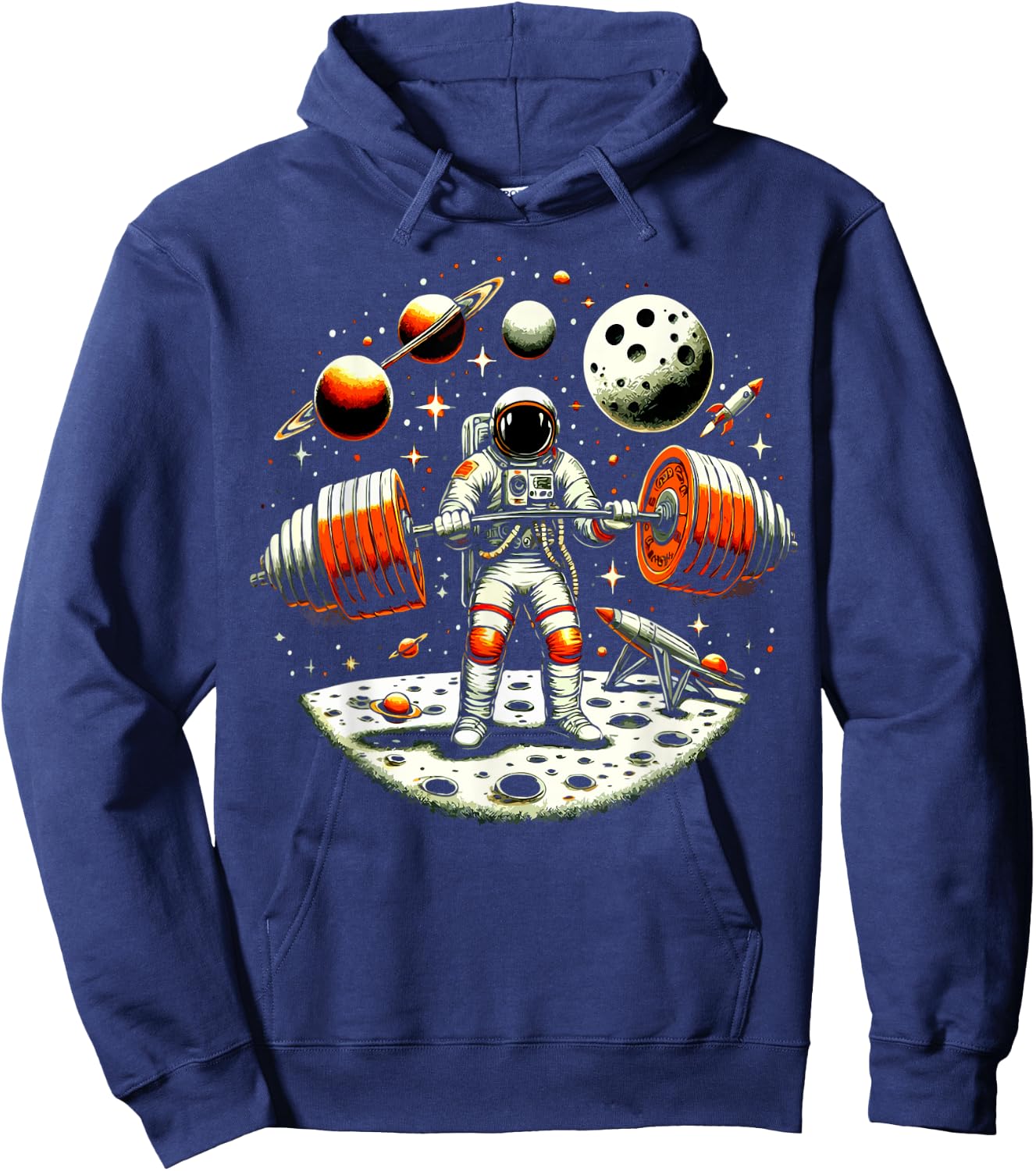 Funny Astronaut Spaceman Weightlifting Fitness Gym Workout Hoodie - Hoodie | Navy