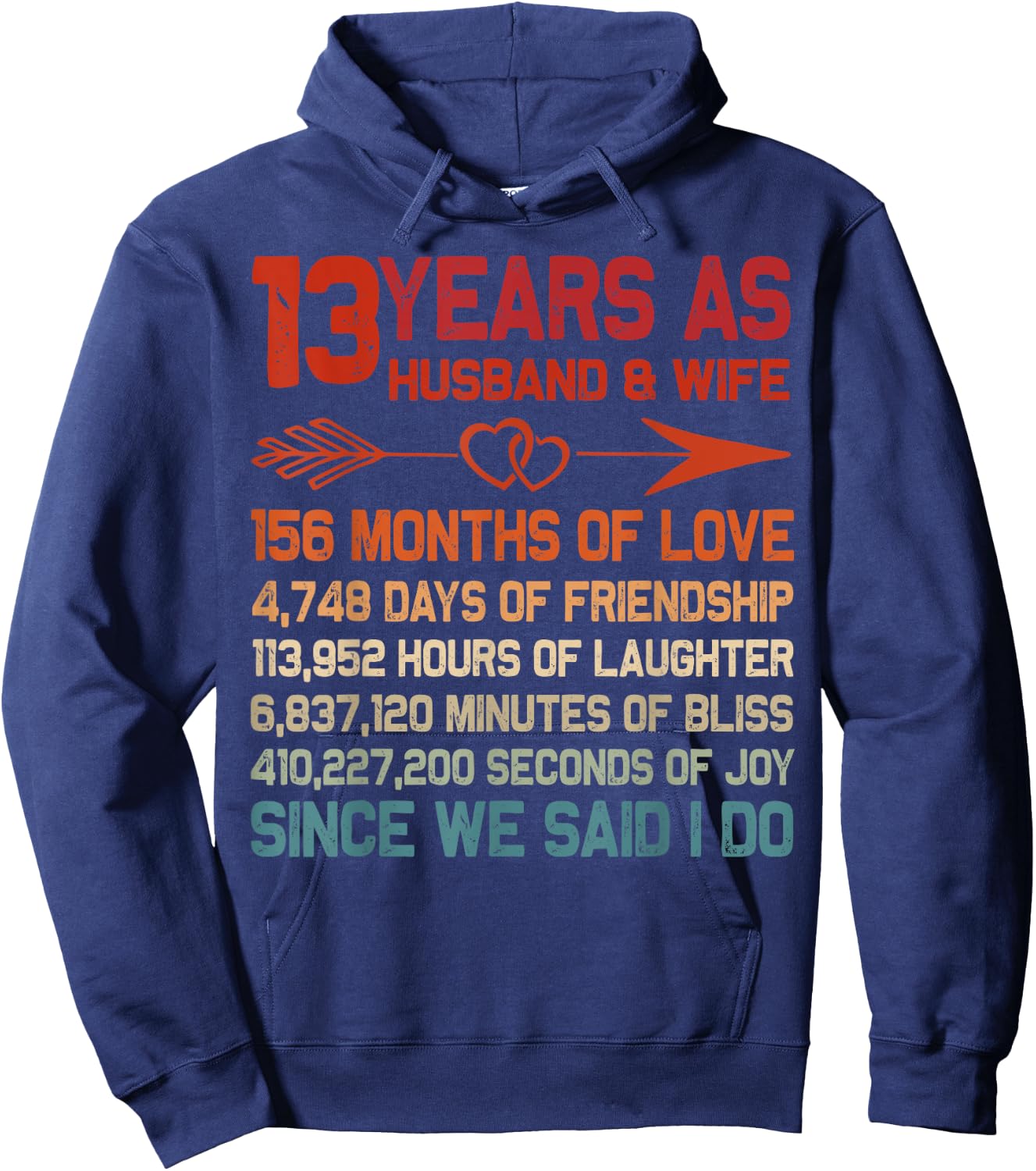 13 Years as Husband & Wife 13th Anniversary Gift Couple Hoodie - Hoodie | Navy