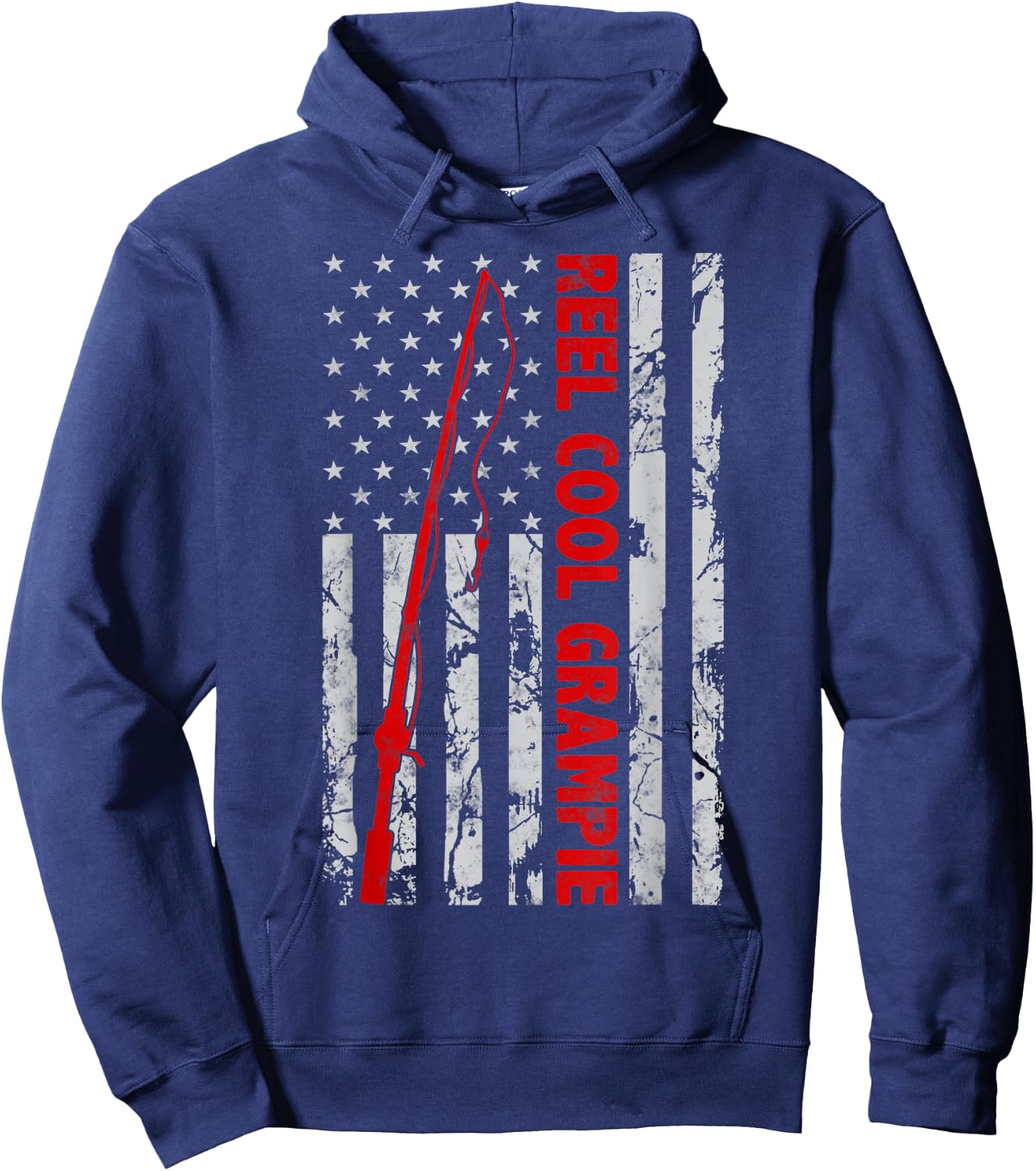 Reel Cool Grampie Fishing Father’s Day Flag gift Fisherman Hoodie - Hoodie | Navy