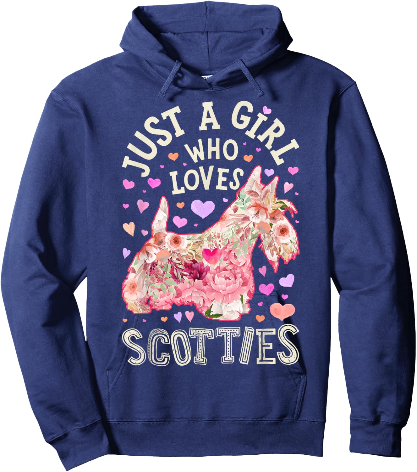 Scottie Scottish Terrier Just A Girl Who Loves Dog Flower Hoodie - Hoodie | Navy