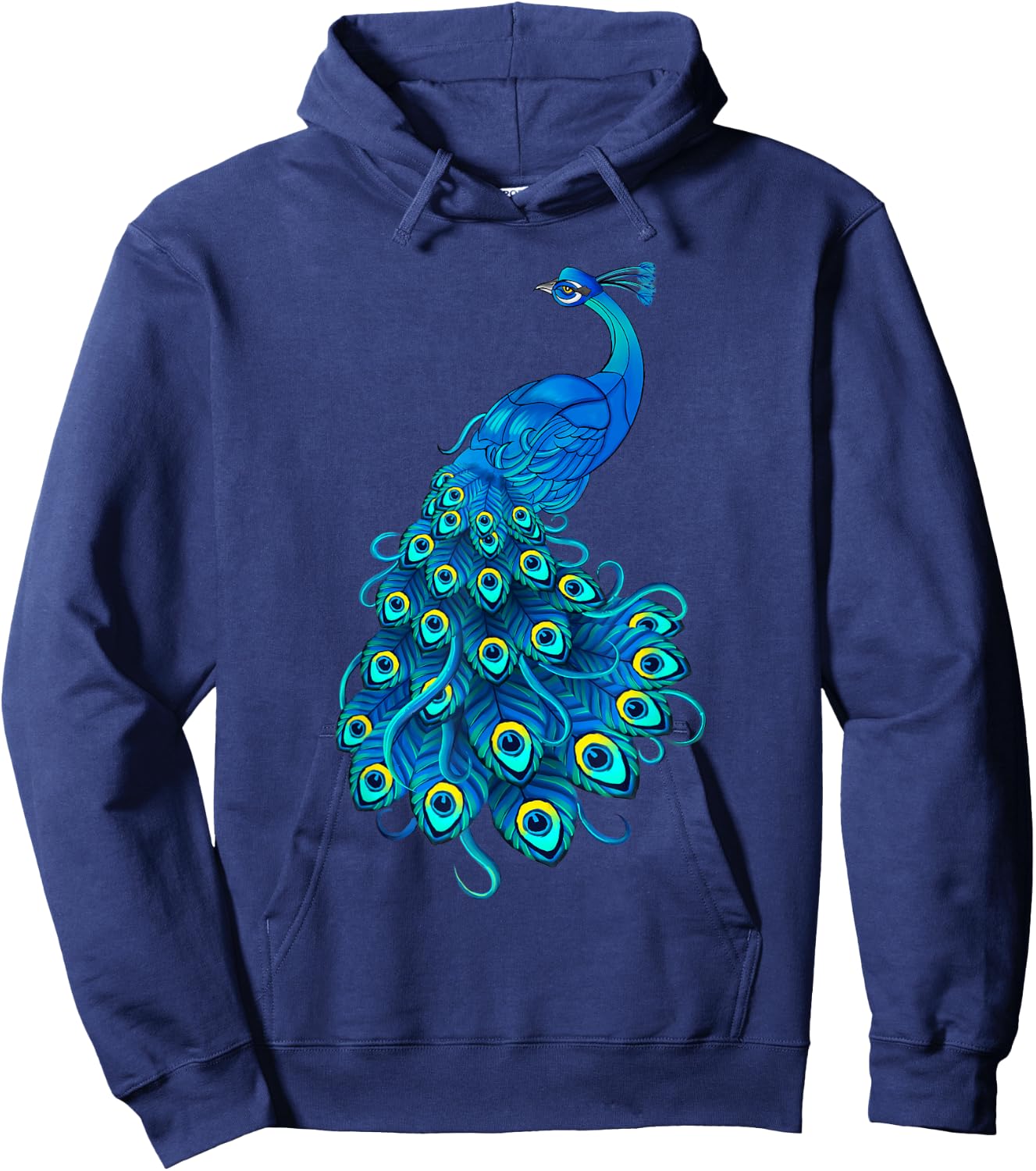 Blue Peacock Print Teal Feathers Bird Lover Men Women Gifts Hoodie - Hoodie | Navy