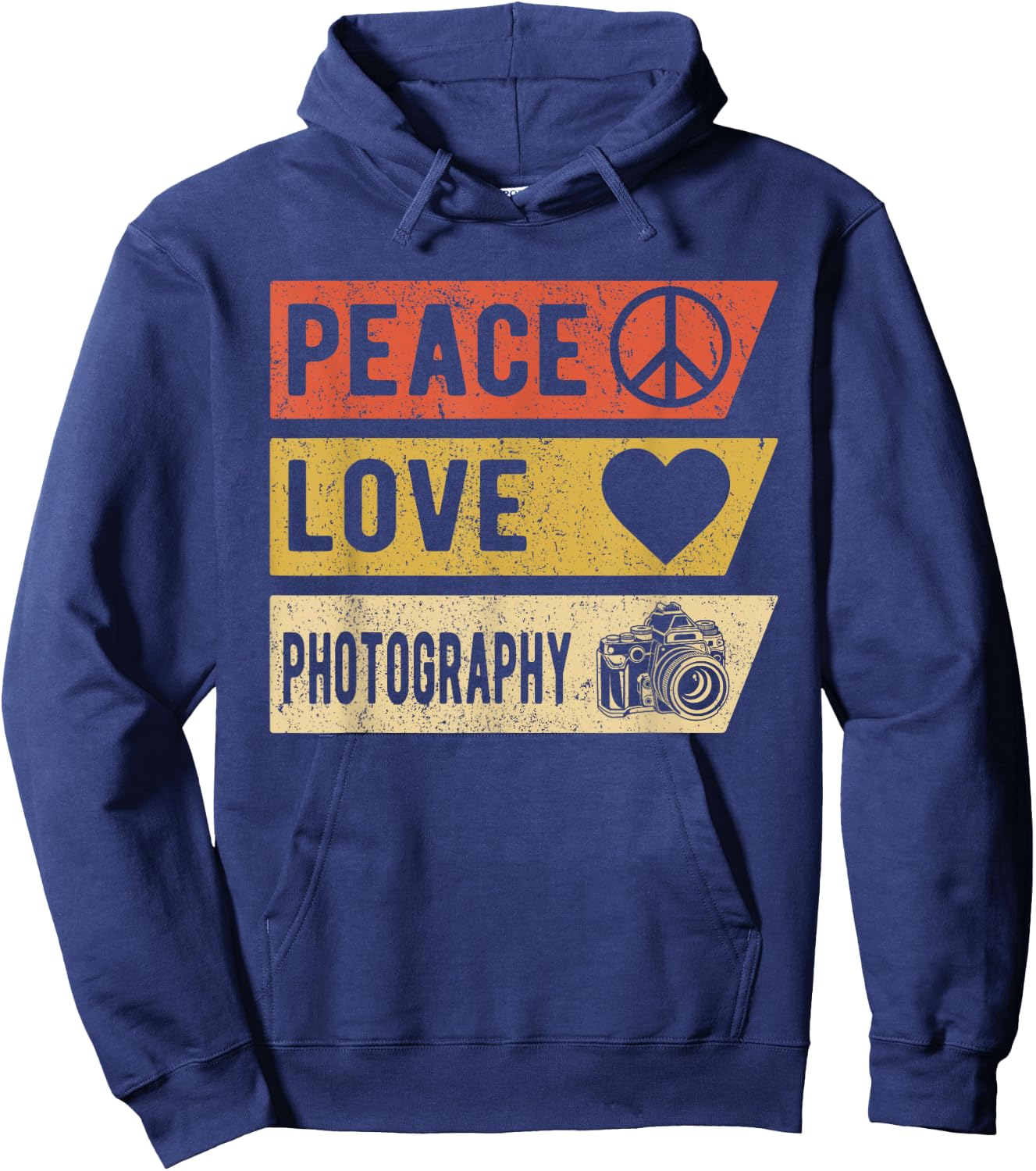 Vintage Peace Love Photography Gifts Hoodie - Hoodie | Navy