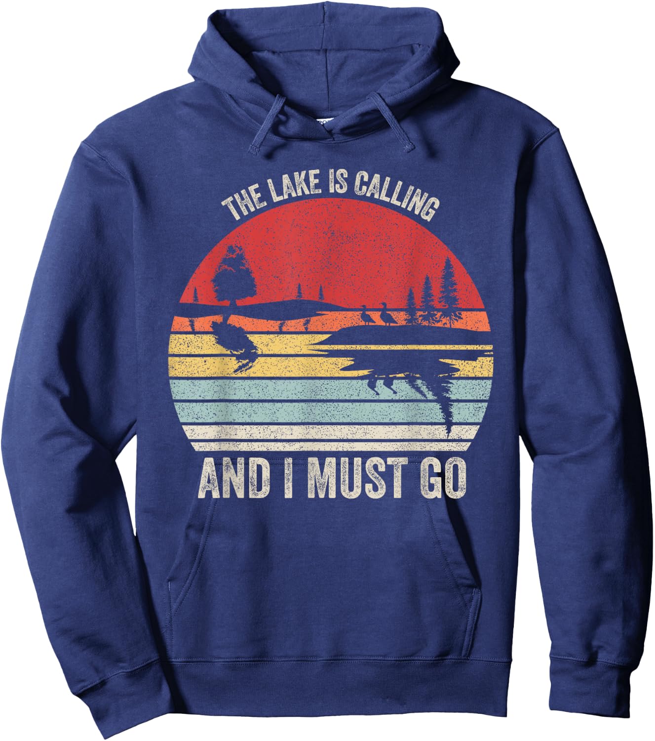 Vintage Retro The Lake Is Calling And I Must Go Hoodie - Hoodie | Navy